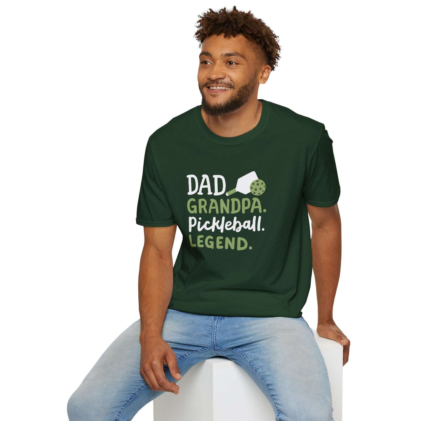 Men's Durable Pickleball T-shirt - Dad Grandpa Pickleball Legend