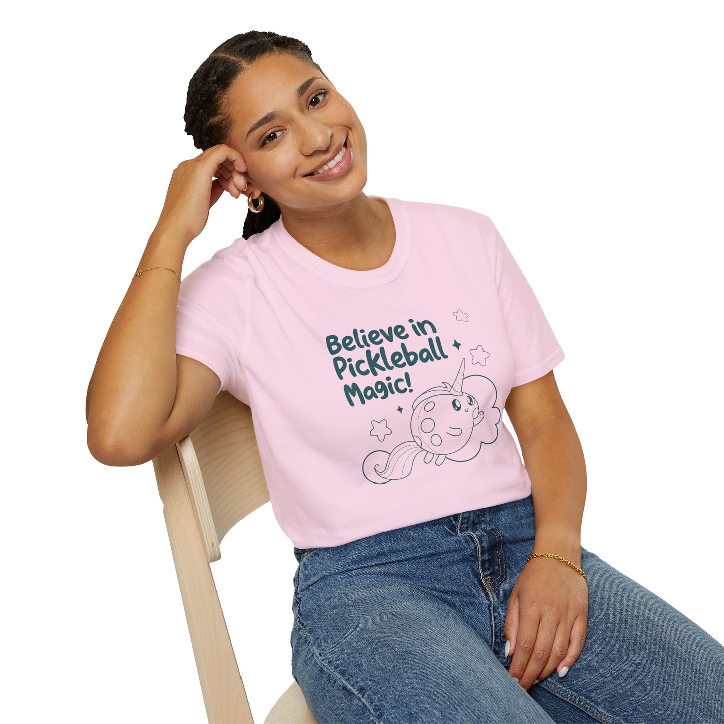 Women's Comfy Pickleball T-shirt - Believe in pickleball Magic