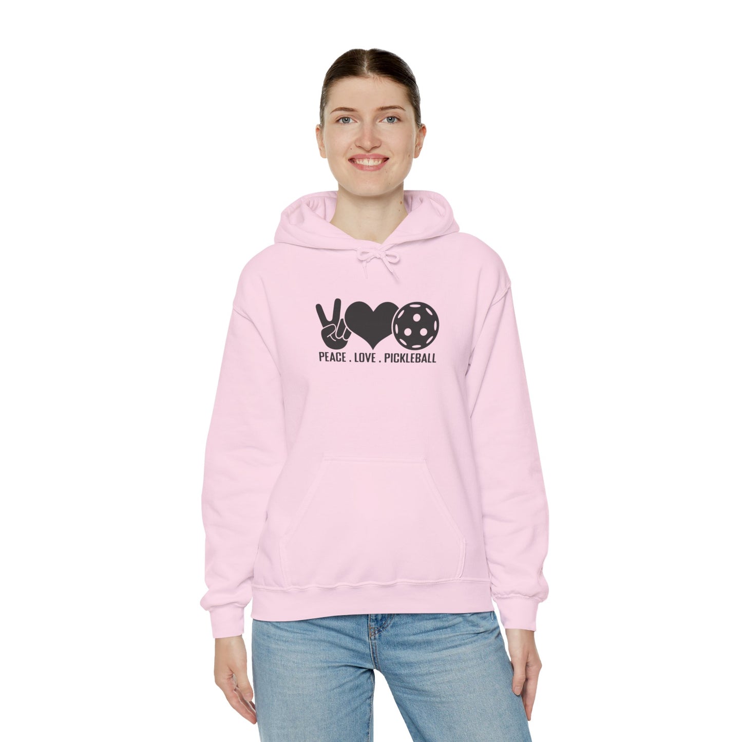 Women's Comfy Pickleball Hoodie - Peace, Love, Pickleball