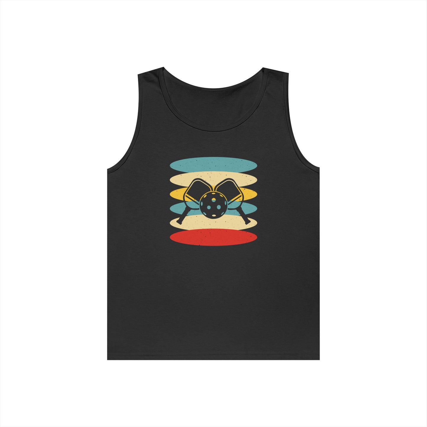 Men's Stylish Pickleball Tank Top - Pickleball Retro Black