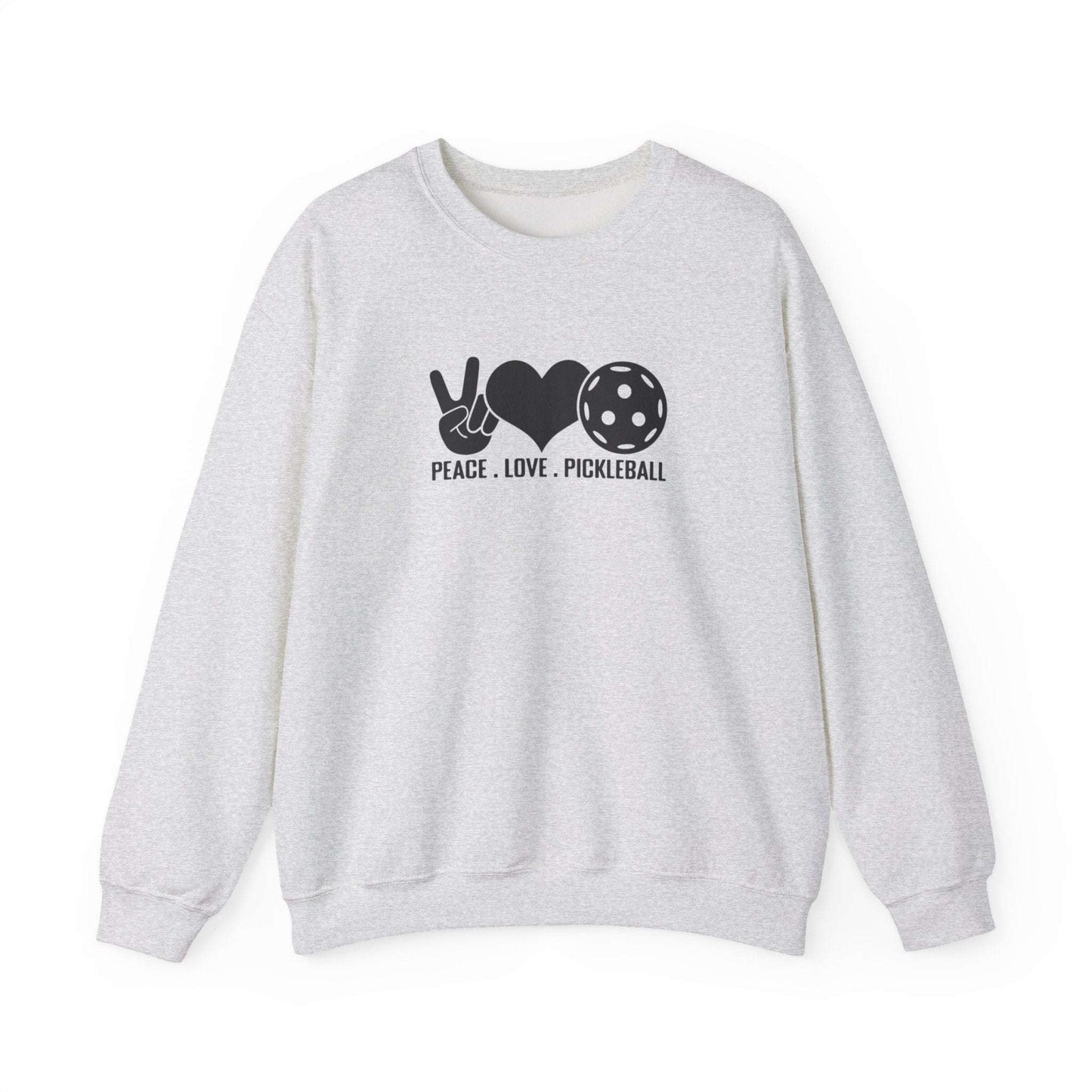 Women's Comfy Pickleball Sweatshirt - Peace, Love, Pickleball Gray
