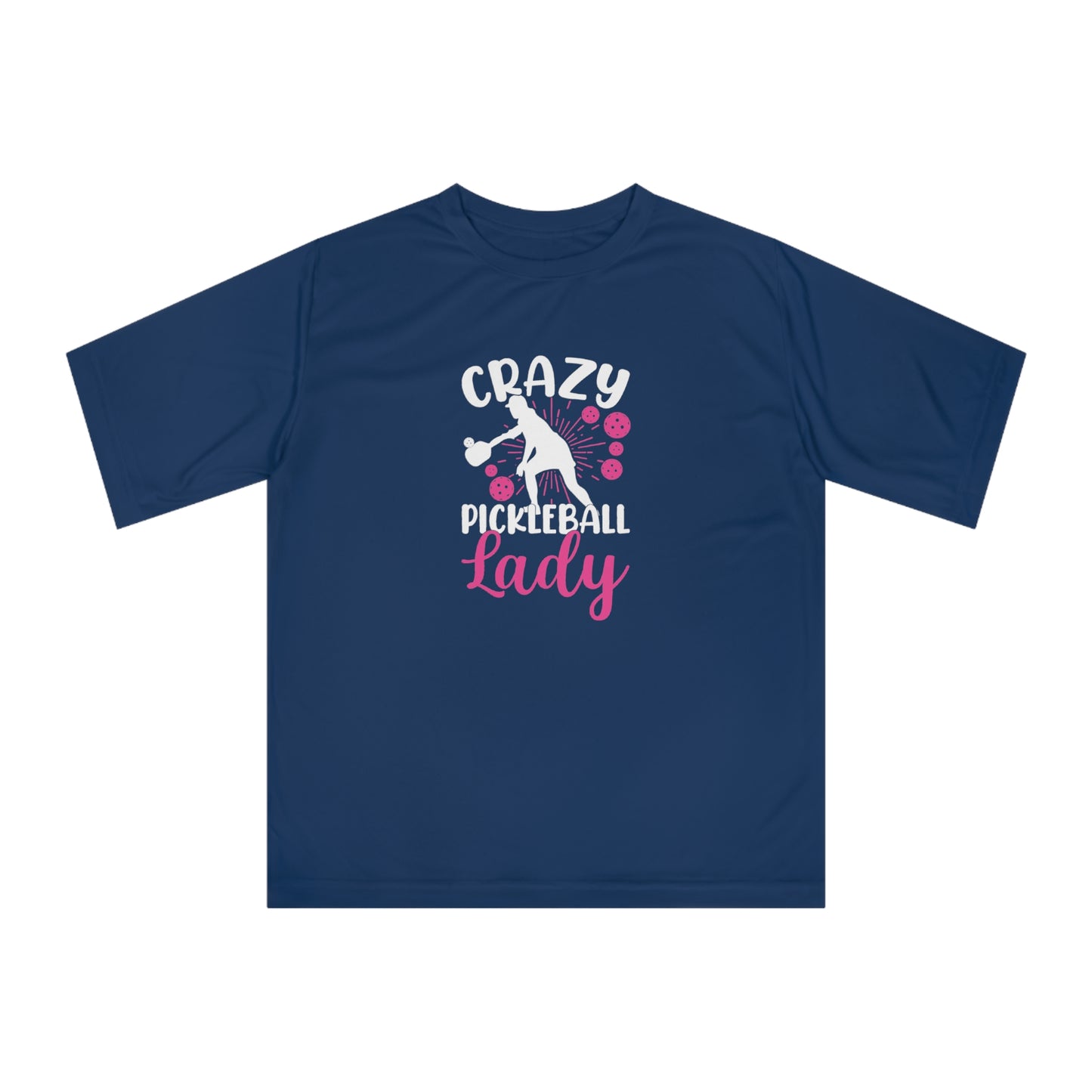 Women's Sporty Pickleball T-shirt - Crazy Pickleball Lady Navy