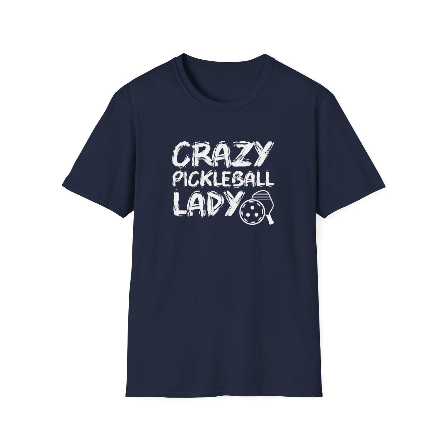 Women's Unique Pickleball T-shirt - Crazy Pickleball Lady Navy