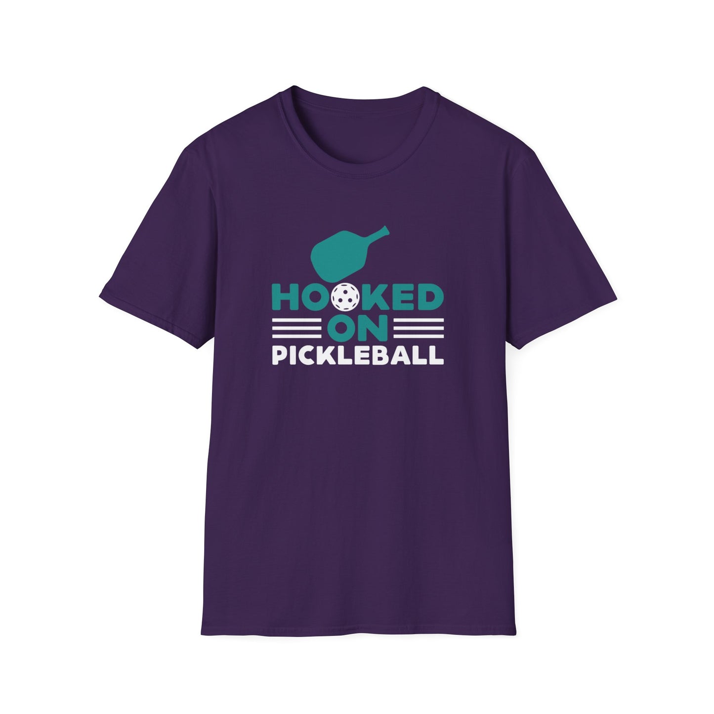 Women's Comfy Pickleball T-shirt - Hooked on Pickleball Purple