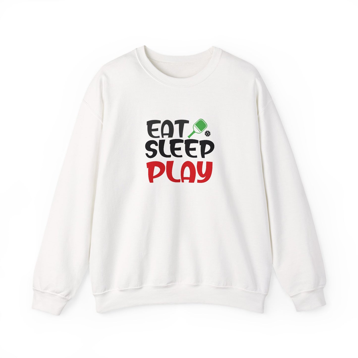 Men's Fun Pickleball Sweatshirt - Eat Sleep Play White