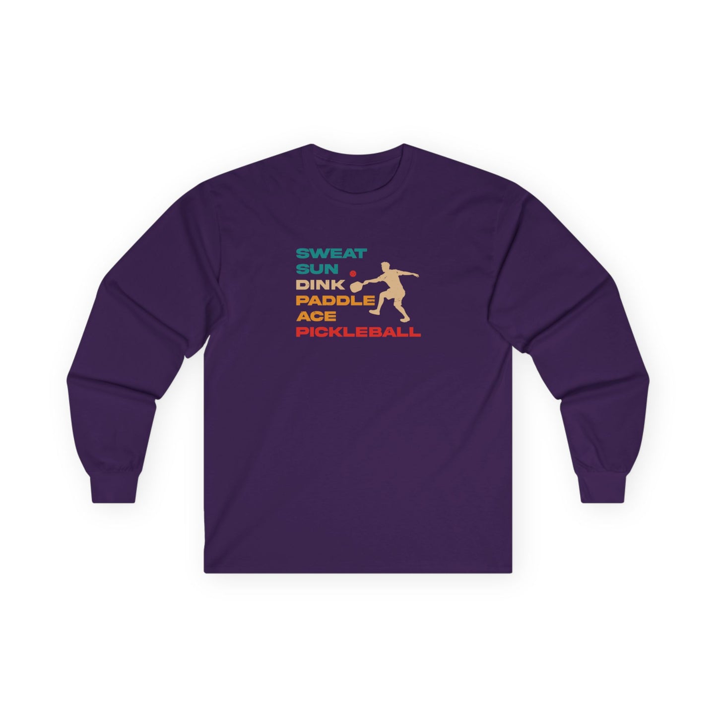 Men's Bold Pickleball Long Sleeves top - Sweat. Sun. Dink. Purple