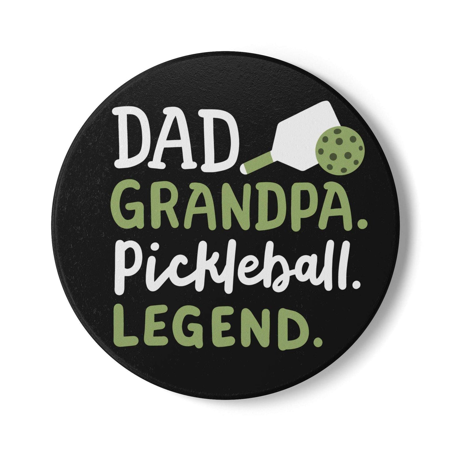 Pickleball Cool Ceramic Coaster - Dad Grandpa Pickleball Legend Black