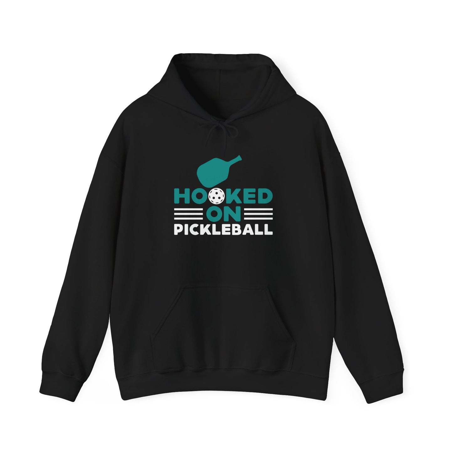 Men's Funny Pickleball Hoodie - Hooked on Pickleball Black