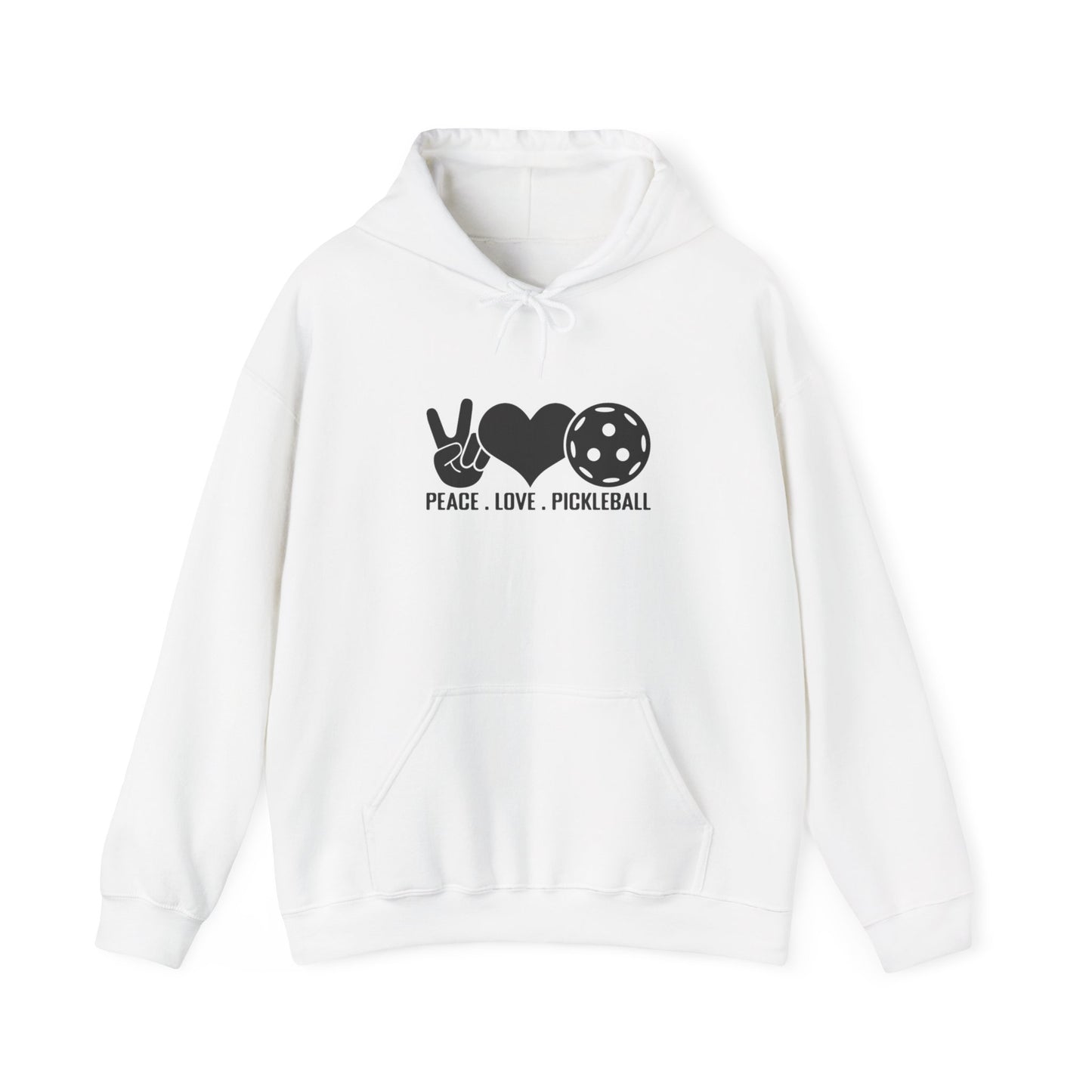 Men's Stylish Pickleball Hoodie - Peace, Love, Pickleball White