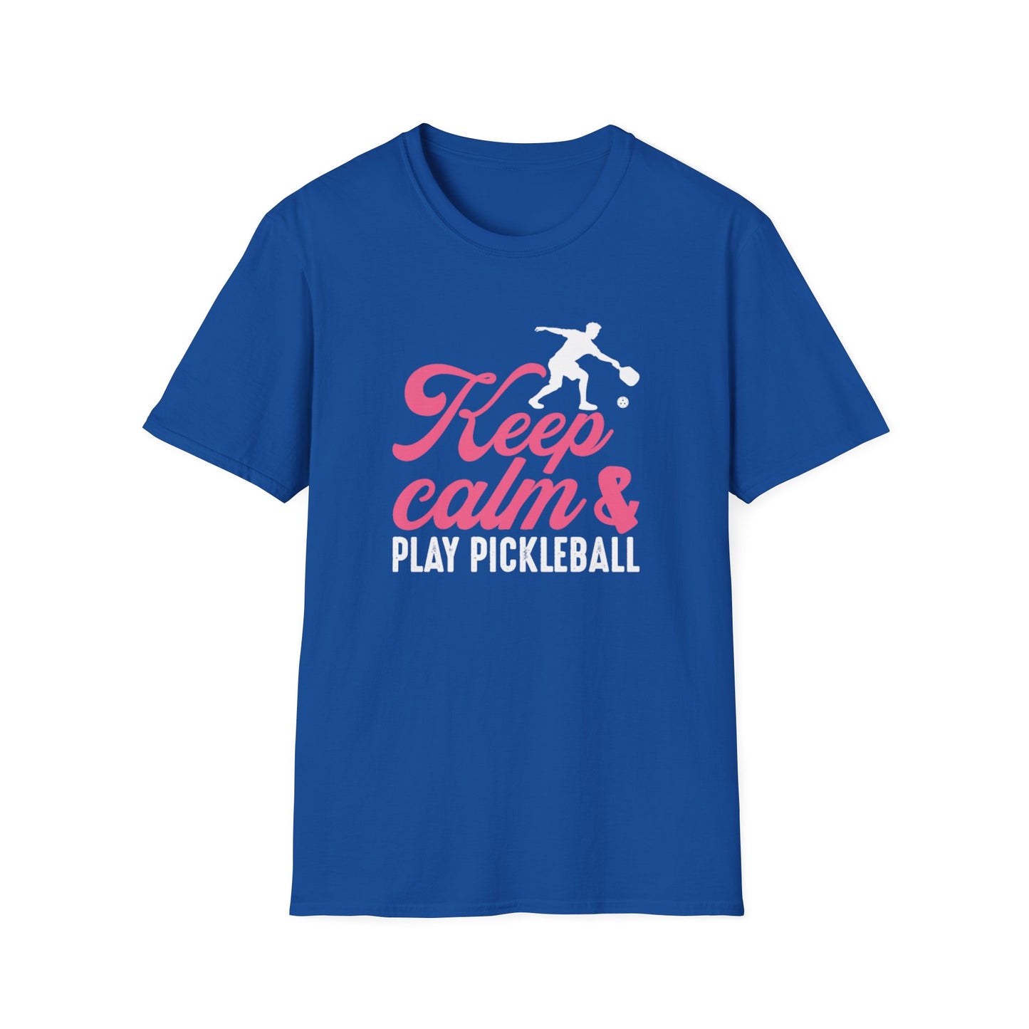 Women's Cheerful Pickleball T-shirt - Keep Calm & Play Pickleball Royal