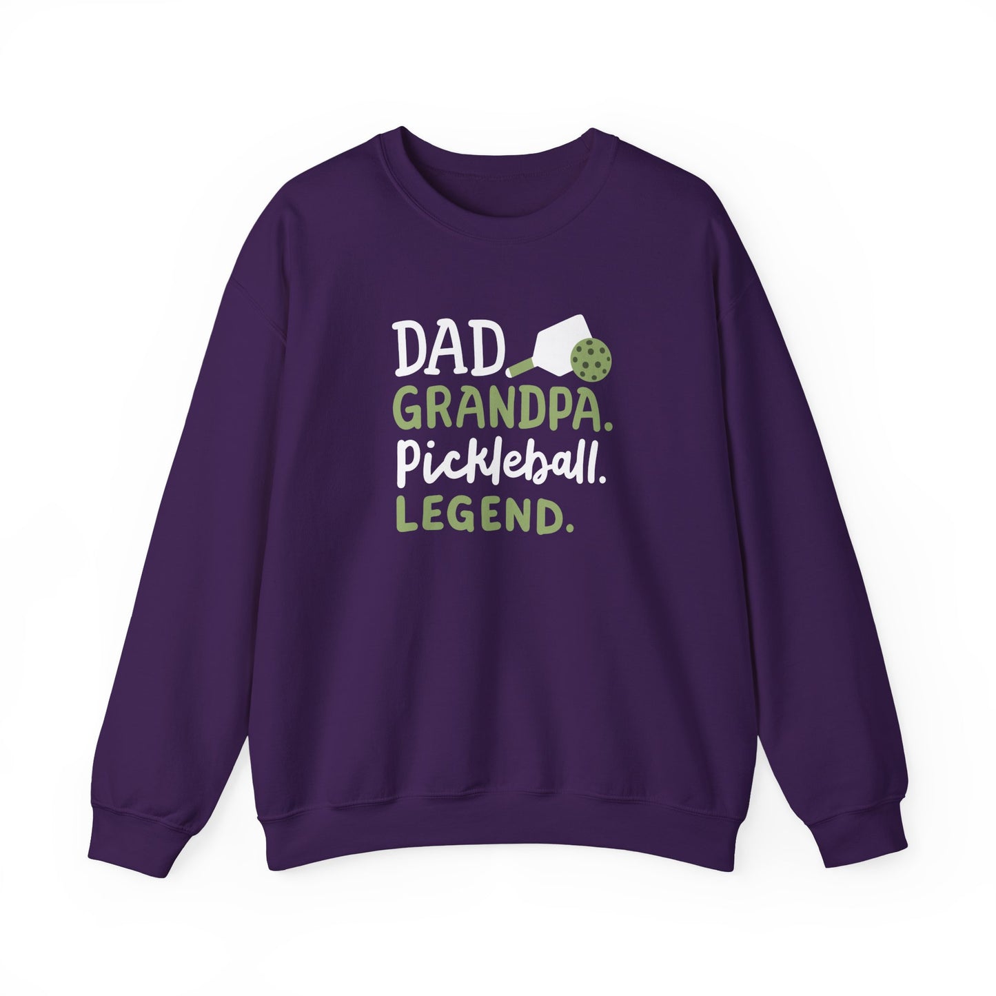 Men's Soft Pickleball Sweatshirt - Dad Grandpa Pickleball Legend Purple