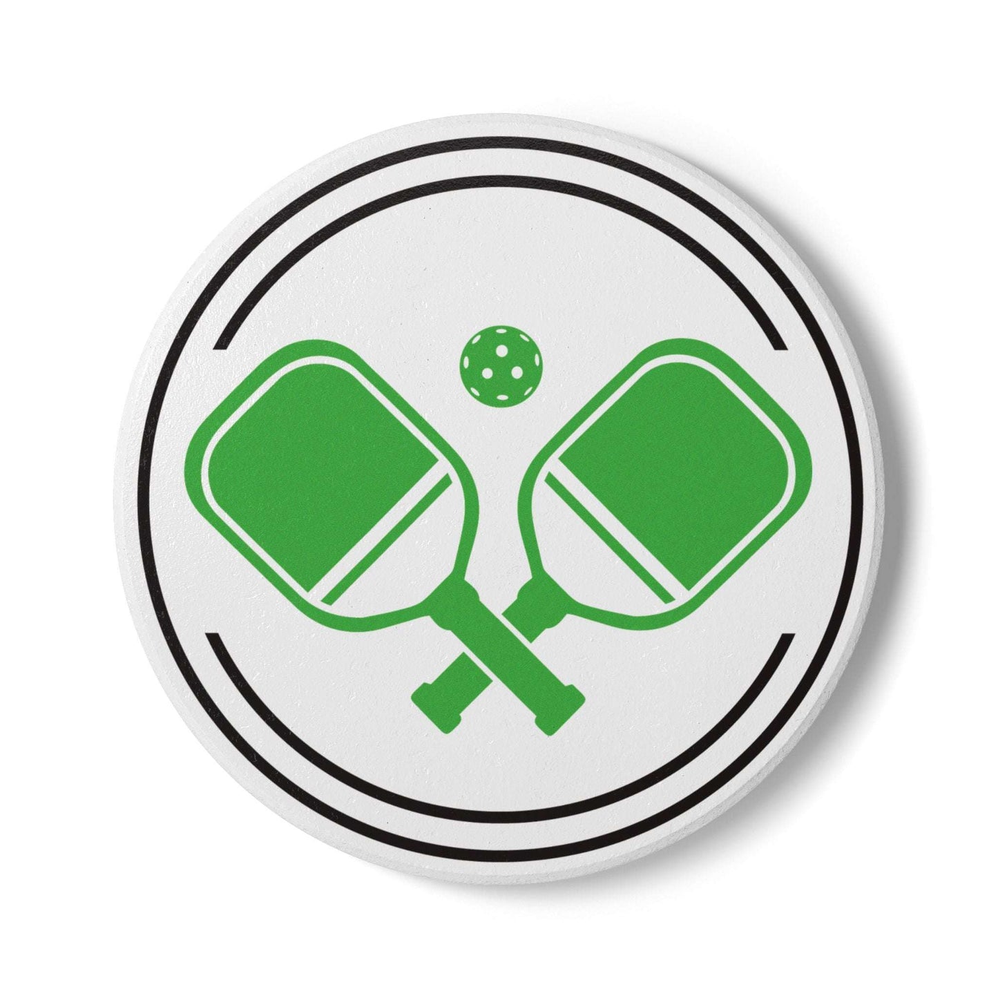 Pickleball Unique Ceramic Coaster - Double Paddle Logo Round