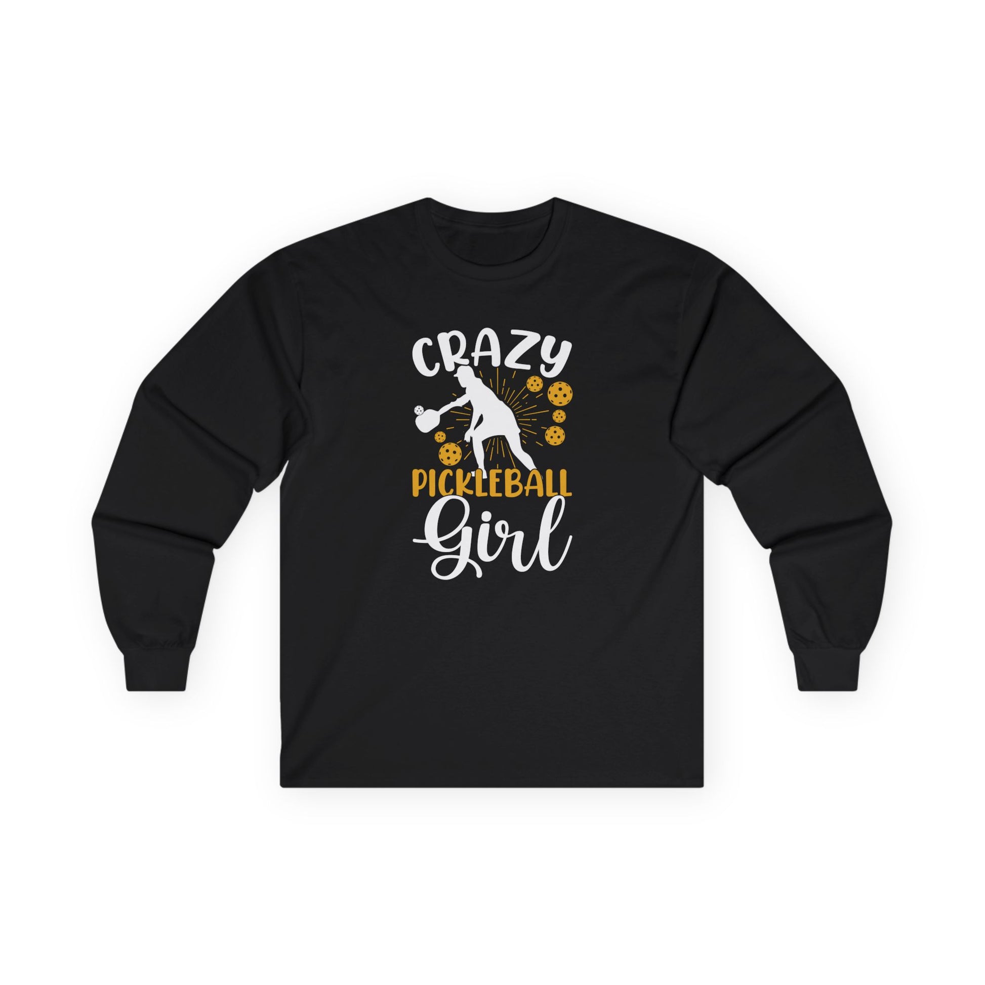 Women's Comfy Pickleball Long Sleeves top - Crazy Pickleball Girl Black