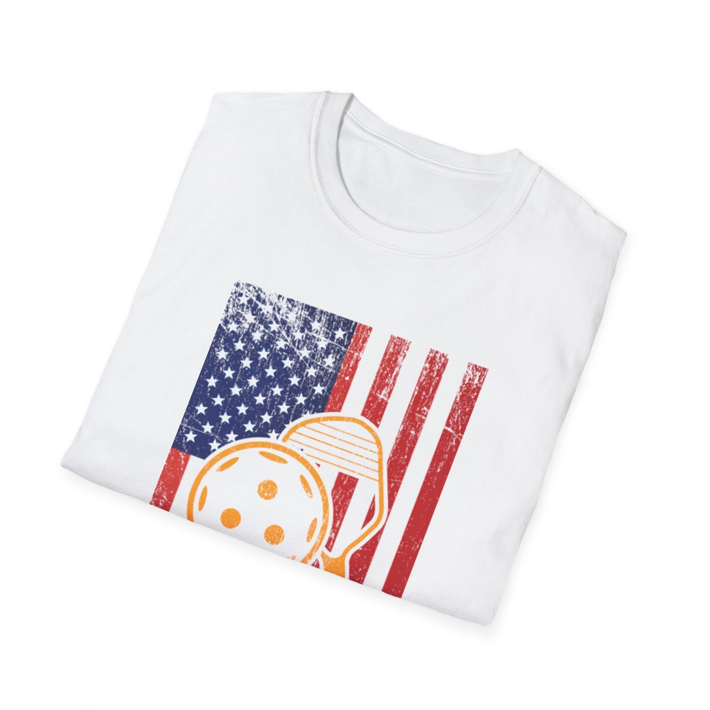 Women's Vibrant Pickleball T-shirt - Pickleball with American Flag
