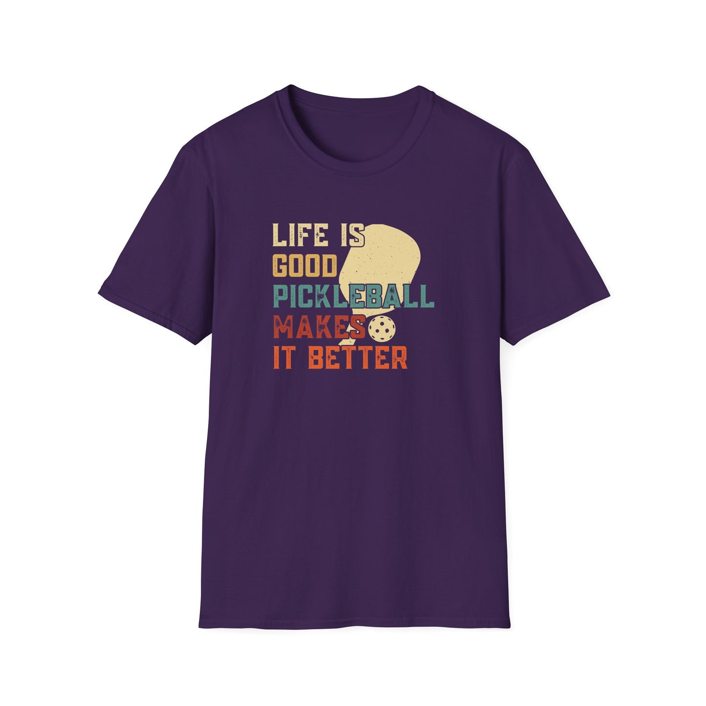Men's Cool Pickleball T-shirt - Life Is Good Pickleball Make It Better Purple