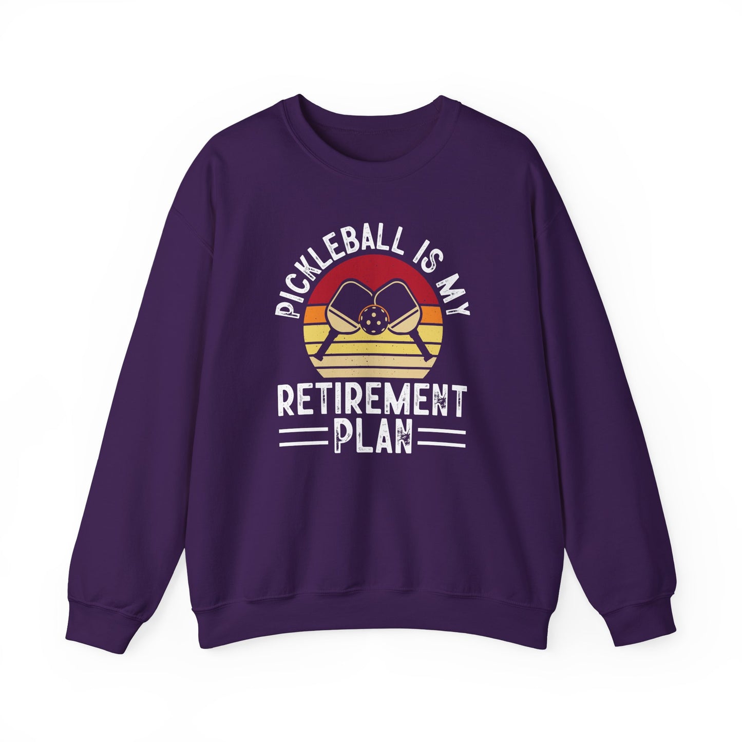 Men's Unique Pickleball Sweatshirt - Pickleball Is My Retirement Plan Purple