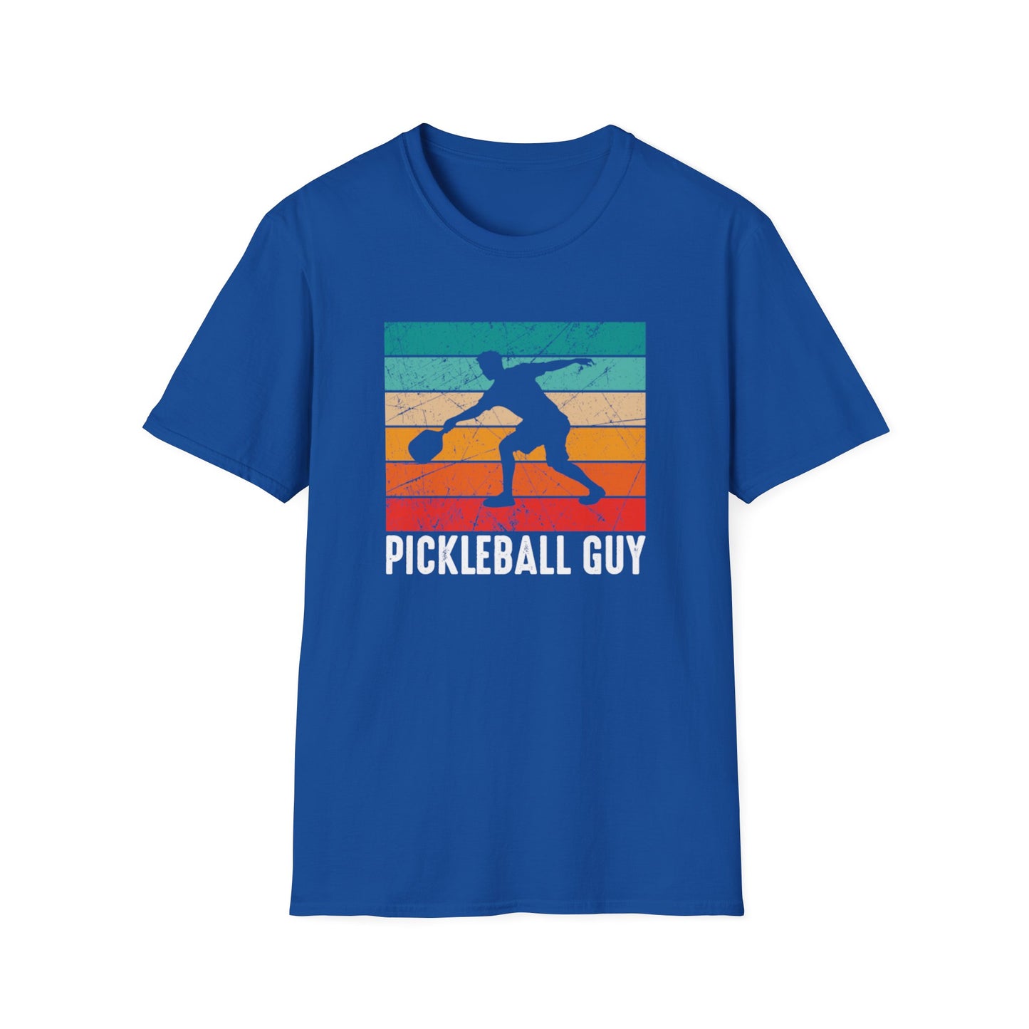 Men's Eye-Catching Pickleball T-shirt - Pickleball Guy Retro Royal