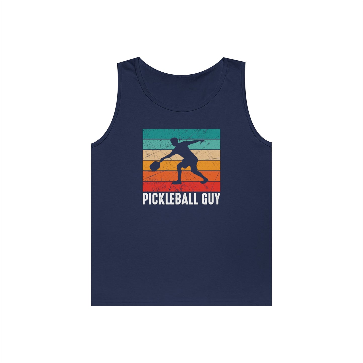 Men's Cool Pickleball Tank Top - Pickleball Guy Retro Navy