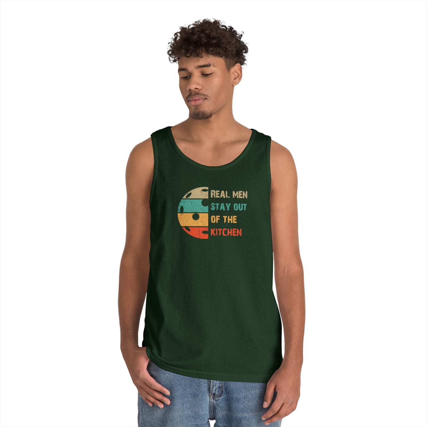 Men's Pickleball Tank Top - Real Men Stay Out of the Kitchen Retro