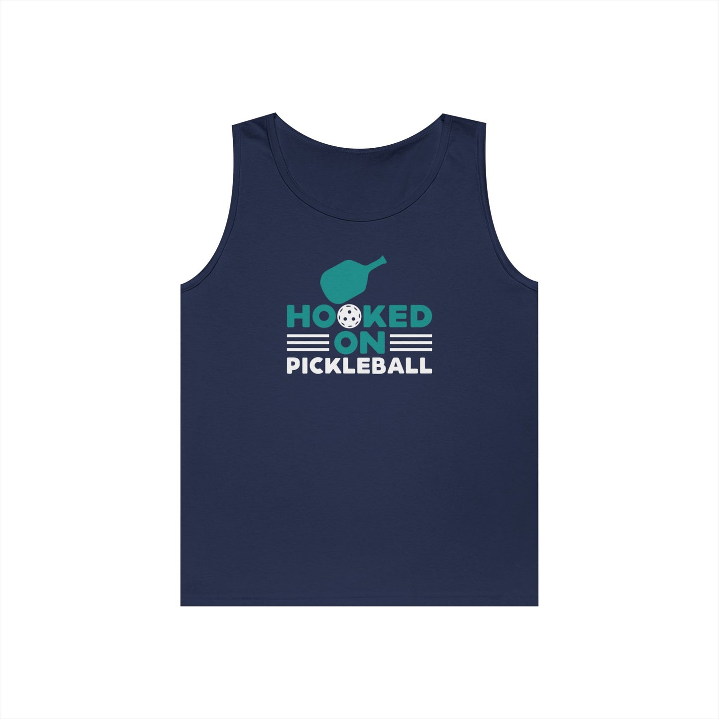 Men's Durable Pickleball Tank Top - Hooked on Pickleball Navy