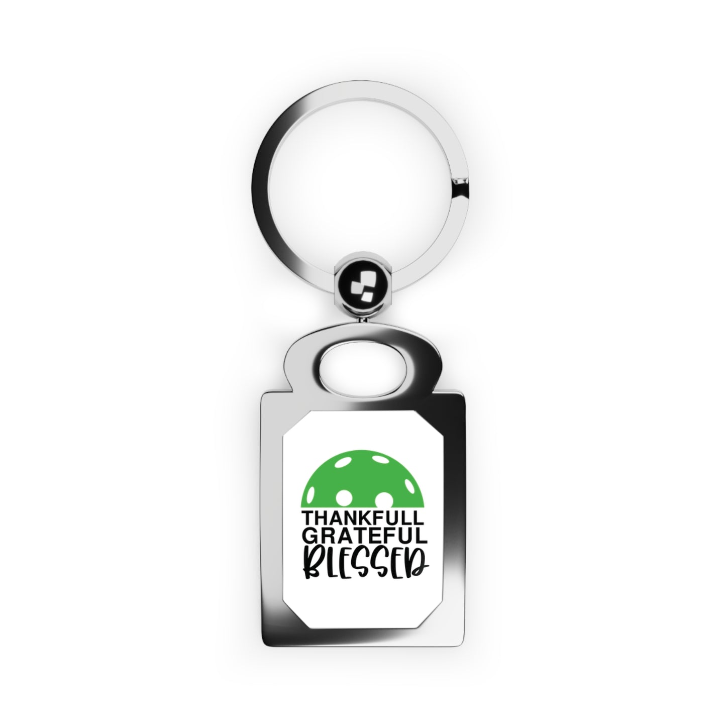 Pickleball Durable Keyring - Thankful Grateful Blessed Silver