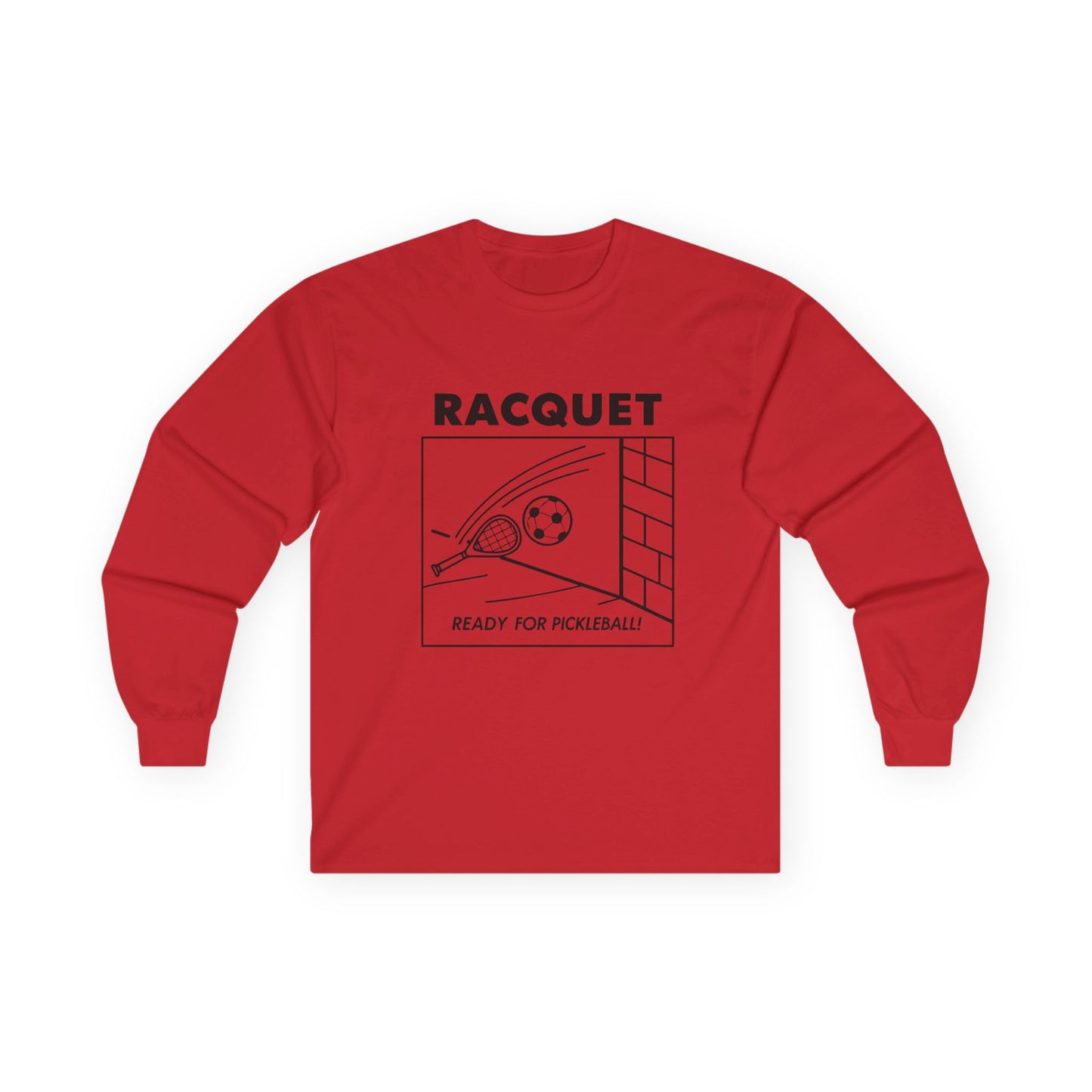 Men's Funny Pickleball Long Sleeves Top - Racquet Red