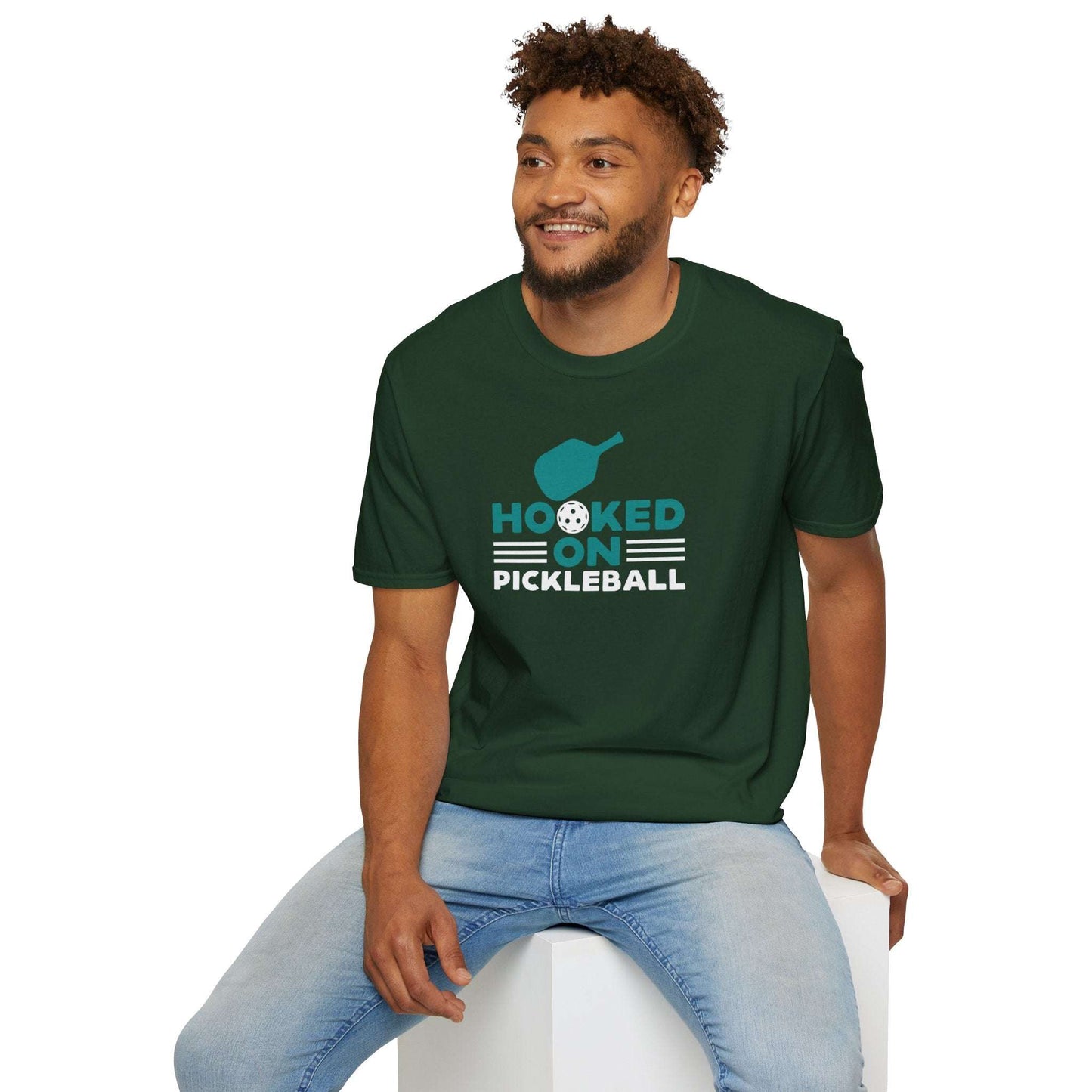 Men's Comfy Pickleball T-shirt - Hooked on Pickleball