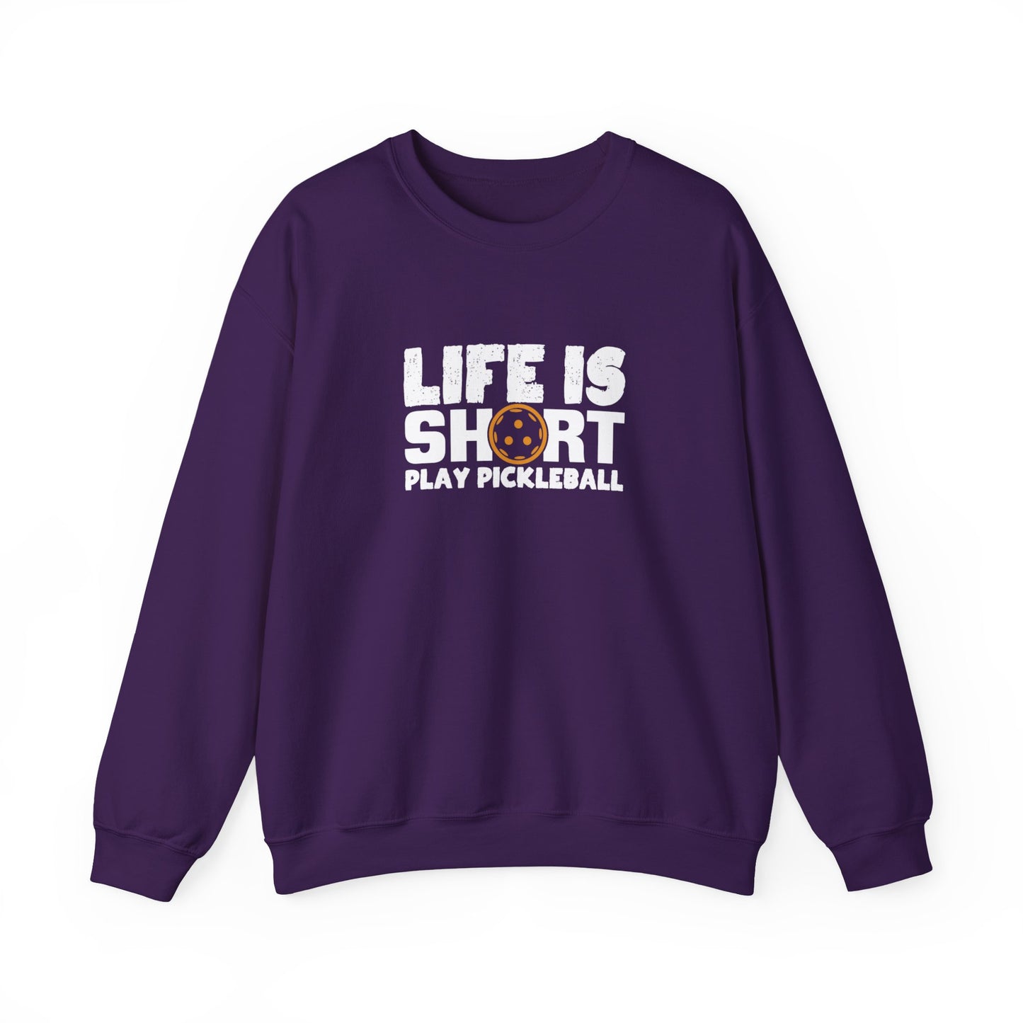 Men's Comfy Pickleball Sweatshirt - Life Is Short Play Pickleball Purple