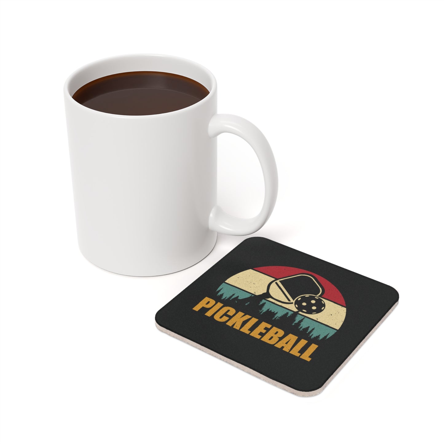 Pickleball Cool Cork Coaster - Pickleball Retro