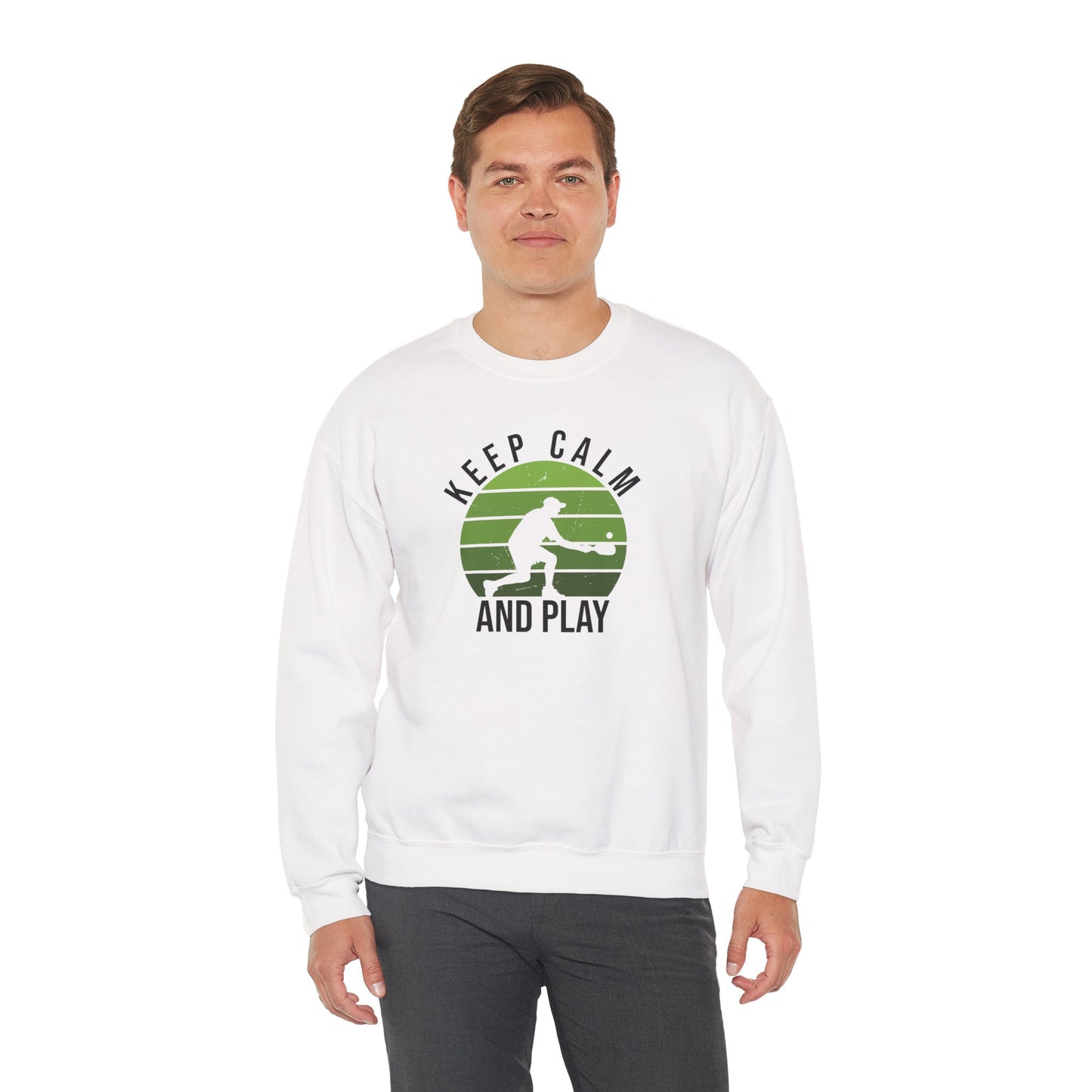 Men's Durable Pickleball Sweatshirt - Keep Calm and Play