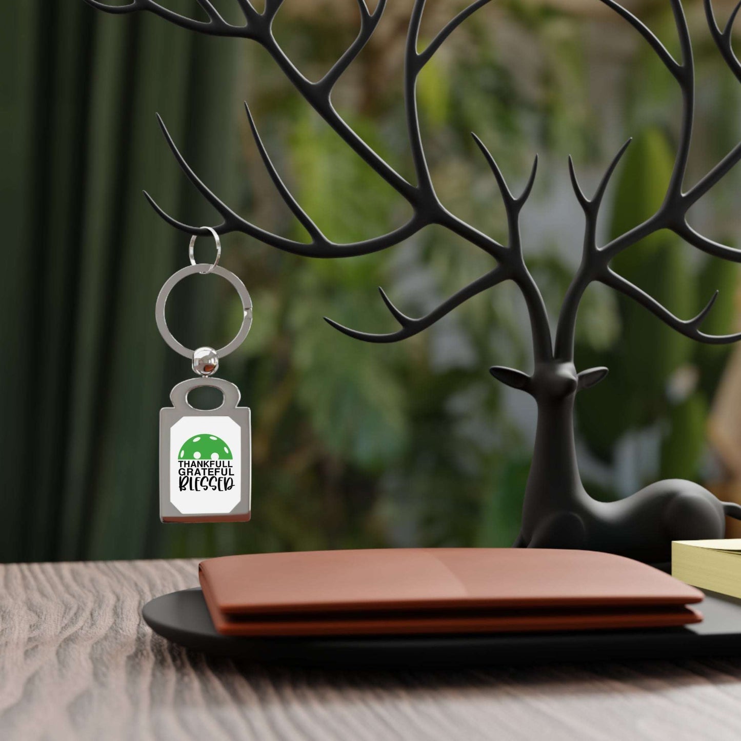 Pickleball Durable Keyring - Thankful Grateful Blessed
