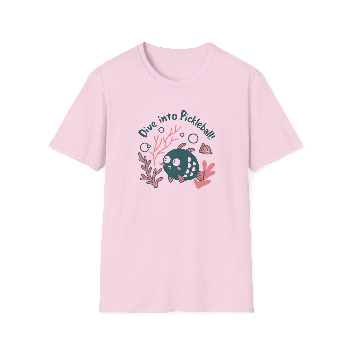 Women's Witty Pickleball T-shirt - Dive into Pickleball Pink
