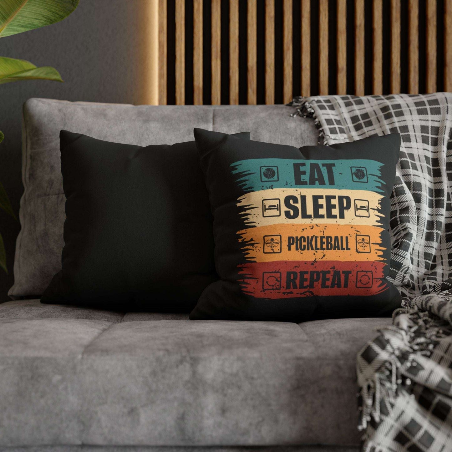 Pickleball Bold Pillowcase - Eat Sleep Pickleball Repeat Retro