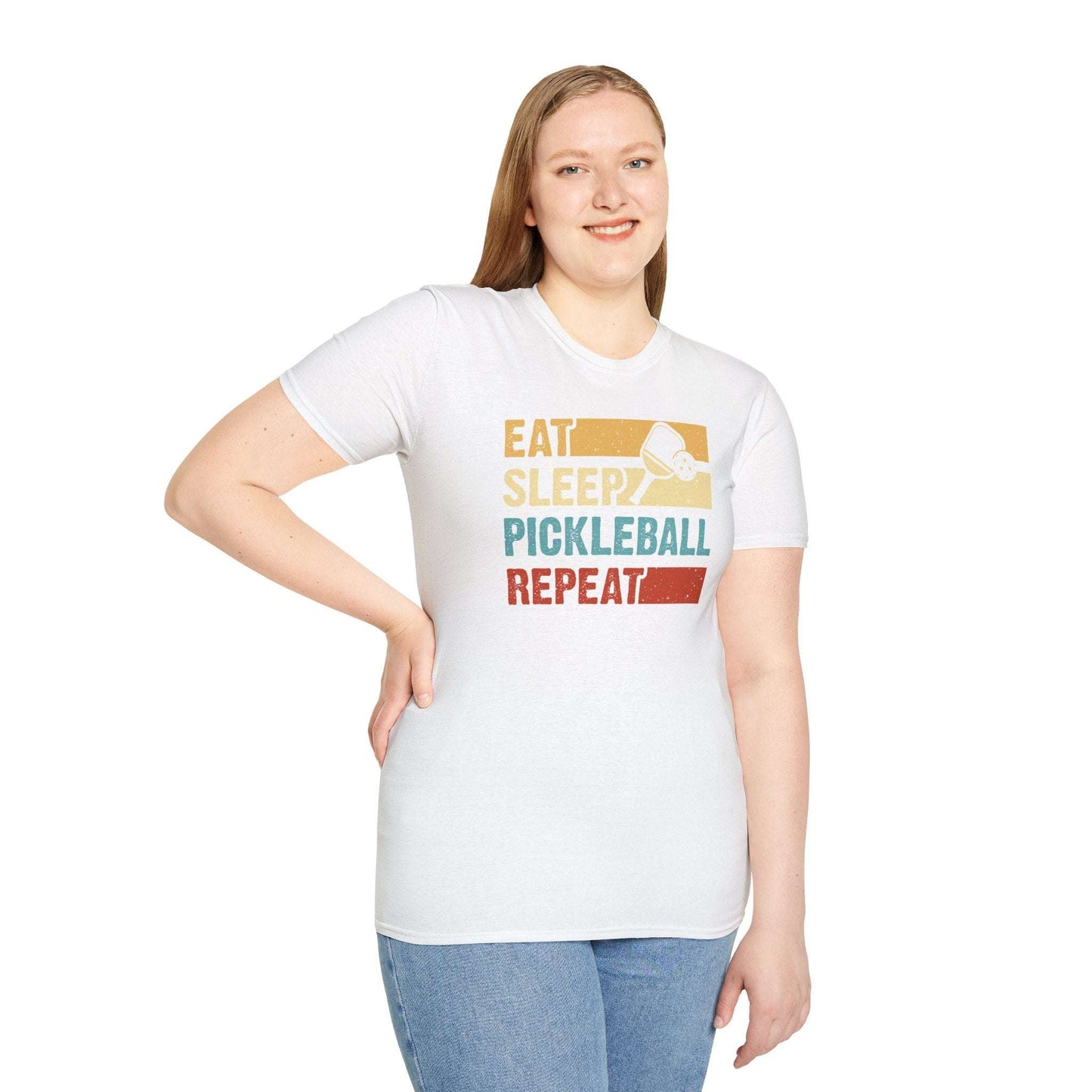 Women's Funny Pickleball T-Shirt - Eat Sleep Pickleball Repeat Retro