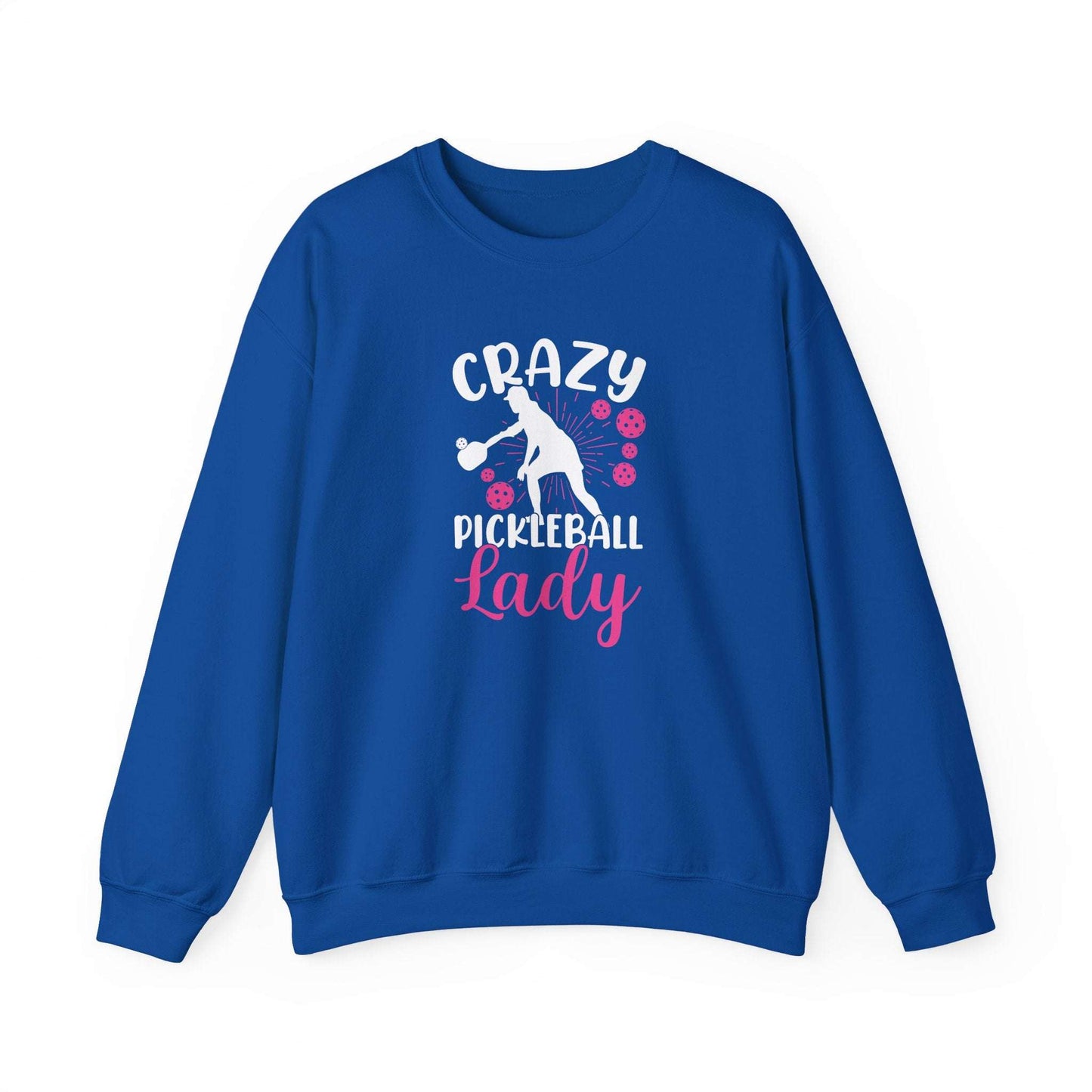 Women's Durable Pickleball Sweatshirt - Crazy Pickleball Lady Royal