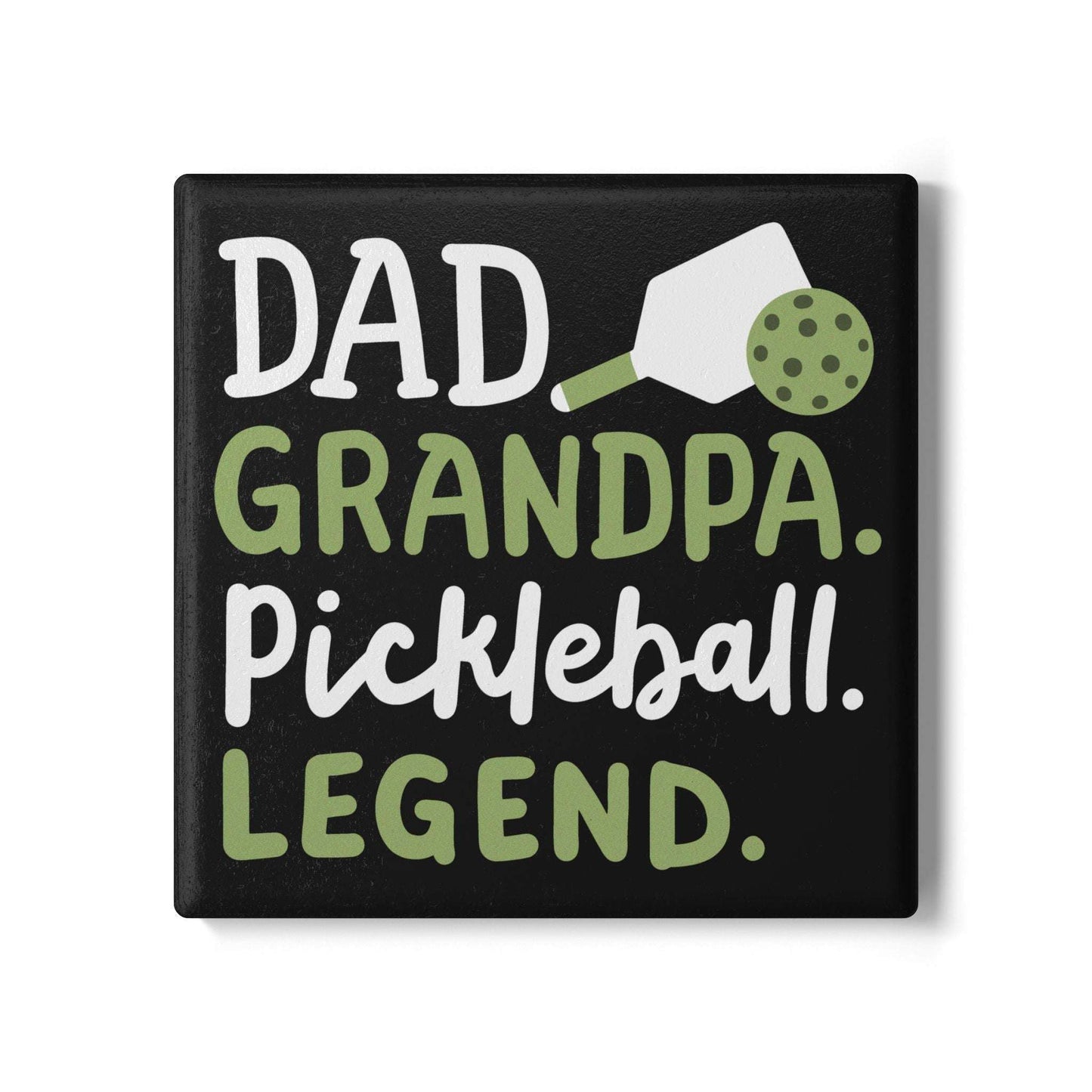 Pickleball Cool Ceramic Coaster - Dad Grandpa Pickleball Legend Black