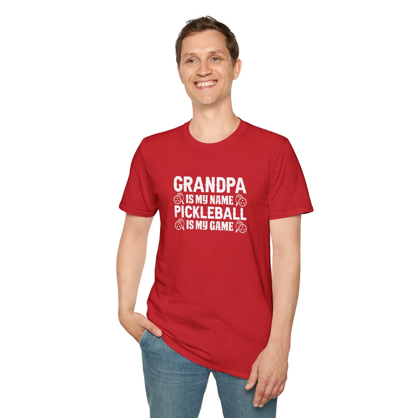 Men's Pickleball T-shirt - Grandpa Is My Name Pickleball Is My Game