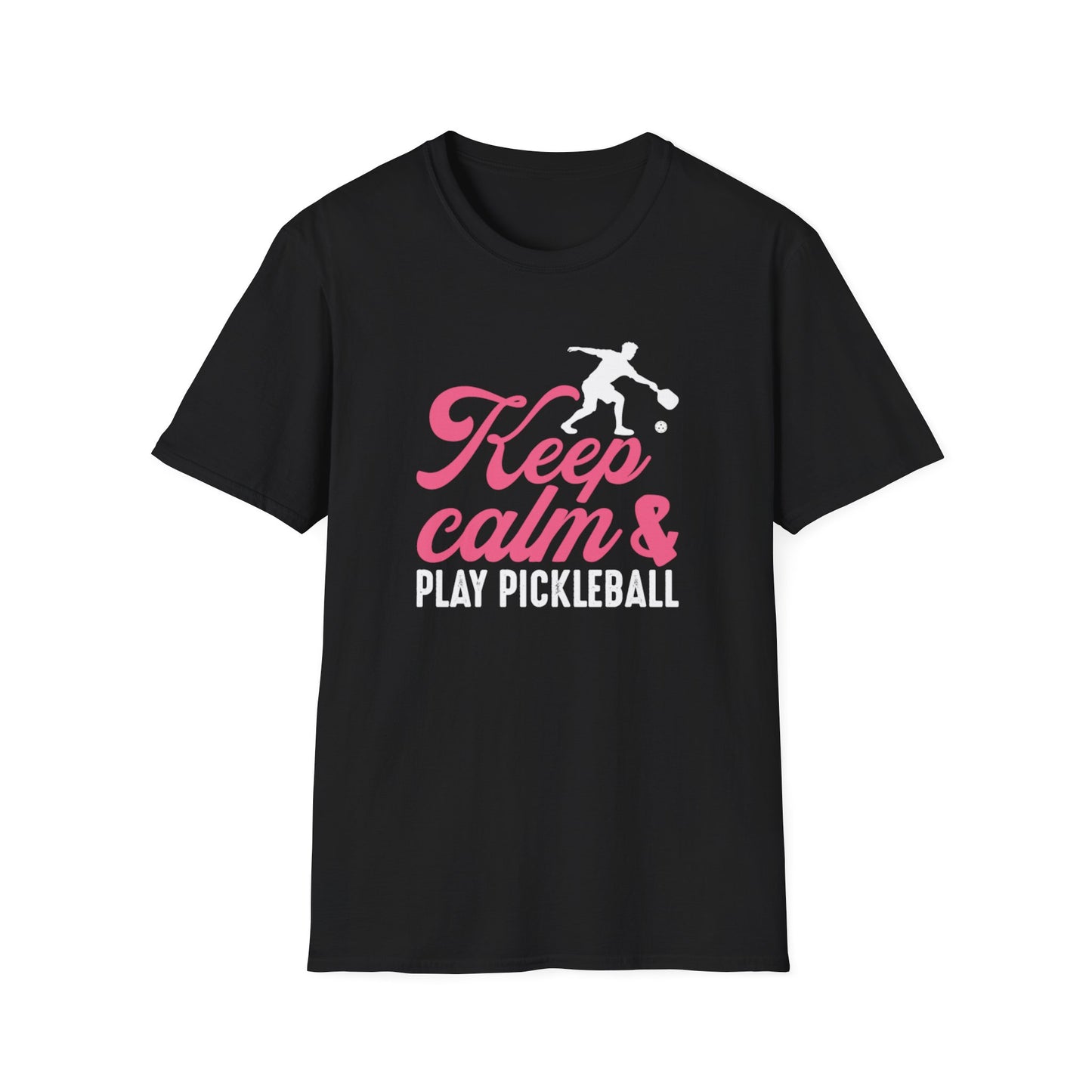 Women's Cheerful Pickleball T-shirt - Keep Calm & Play Pickleball Black