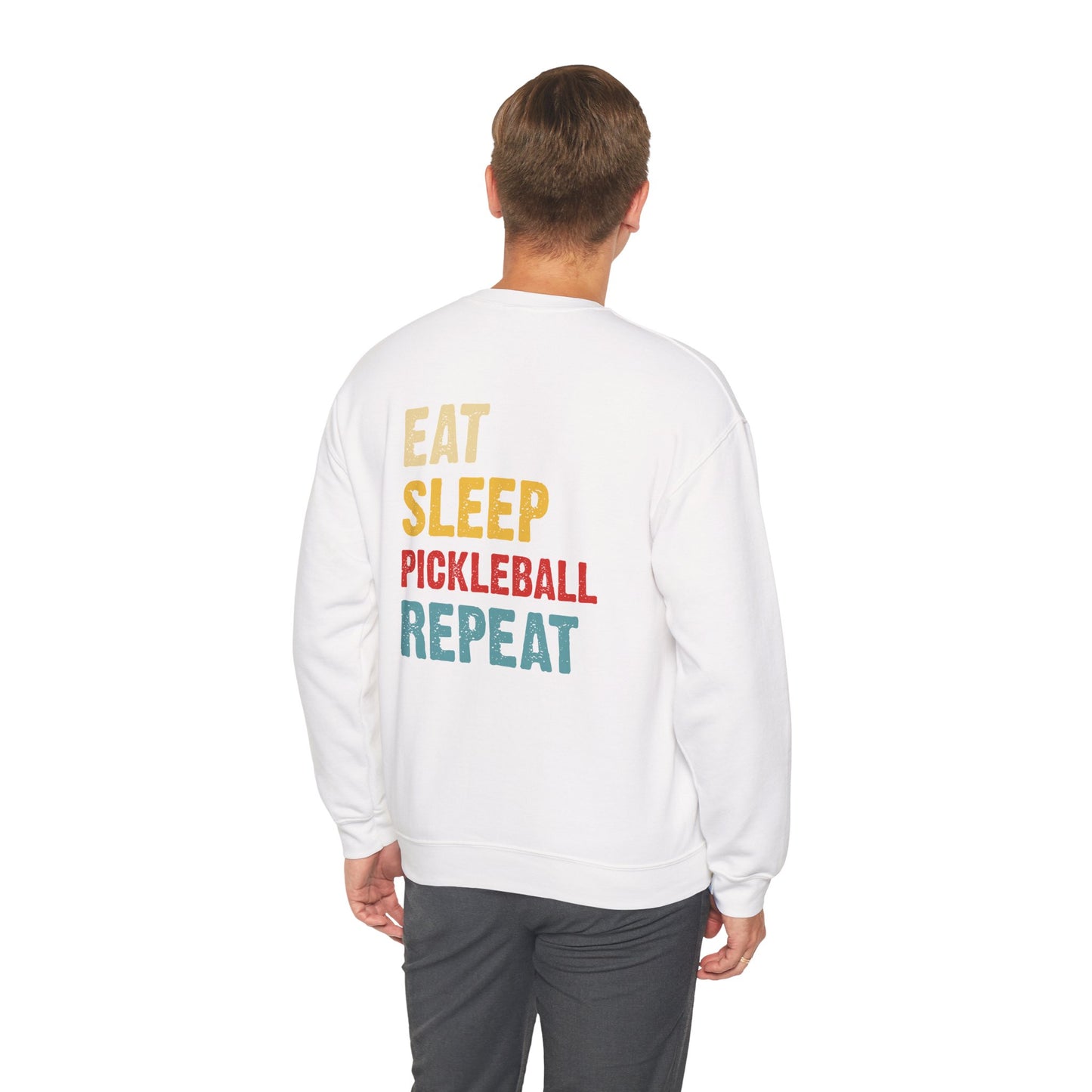 Men's Cool Pickleball Sweatshirt - Eat Sleep Pickleball Repeat Retro