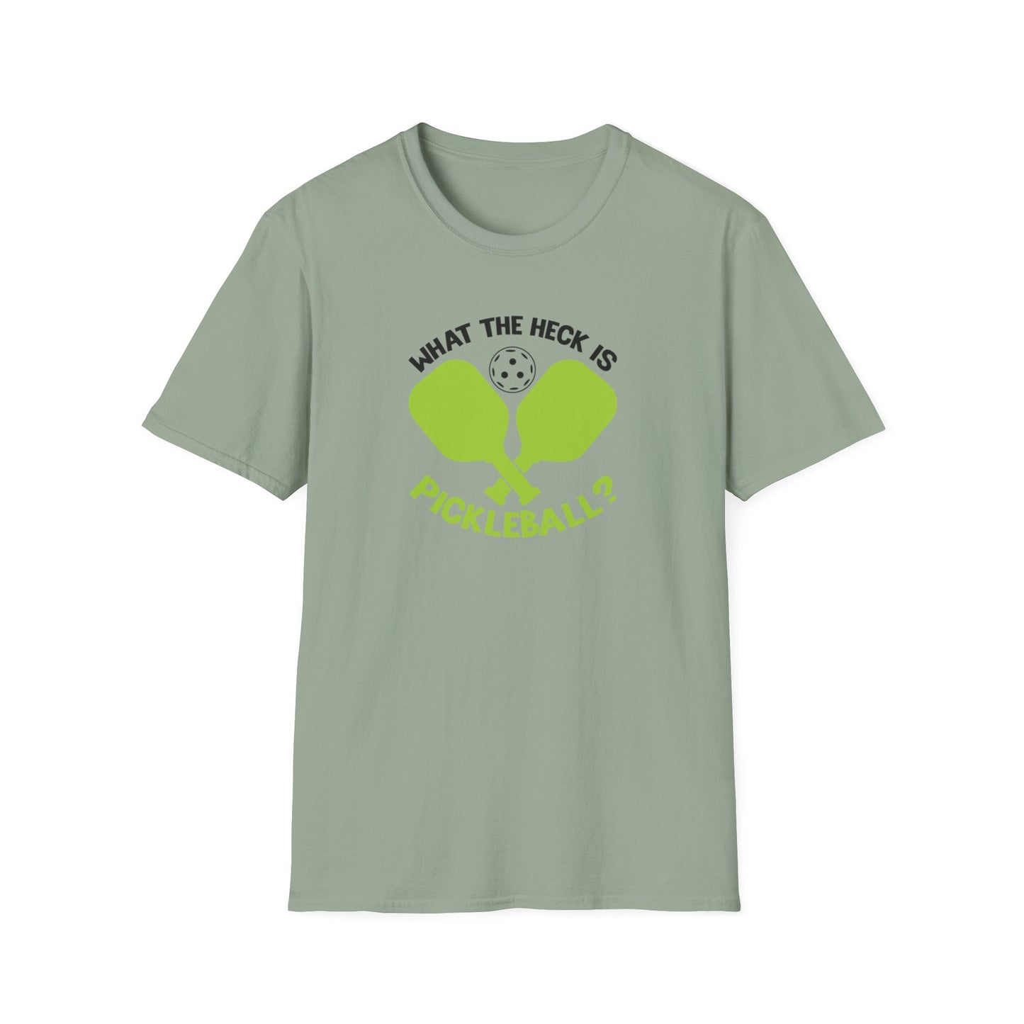 Men's Funny Pickleball T-shirt - What the Heck Is Pickleball? Green