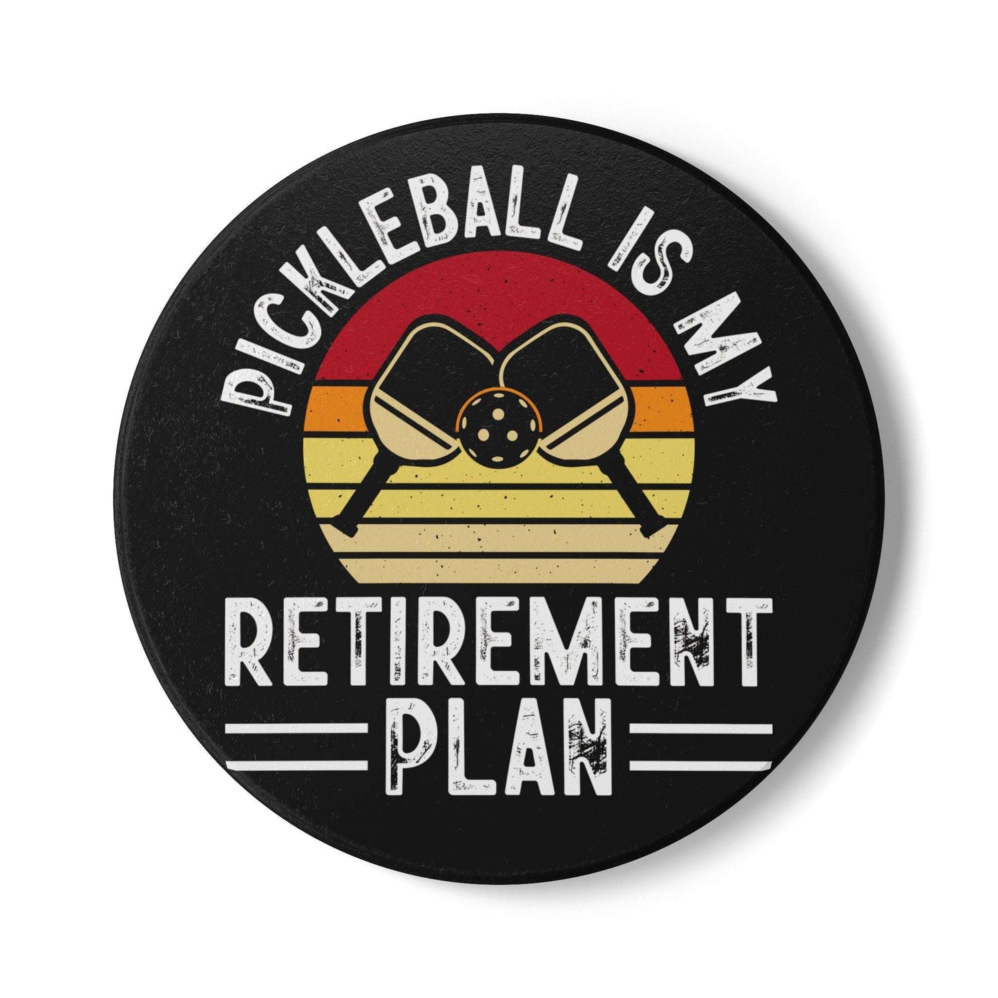 Pickleball Cool Ceramic Coaster - Pickleball Is My Retirement Plan Black