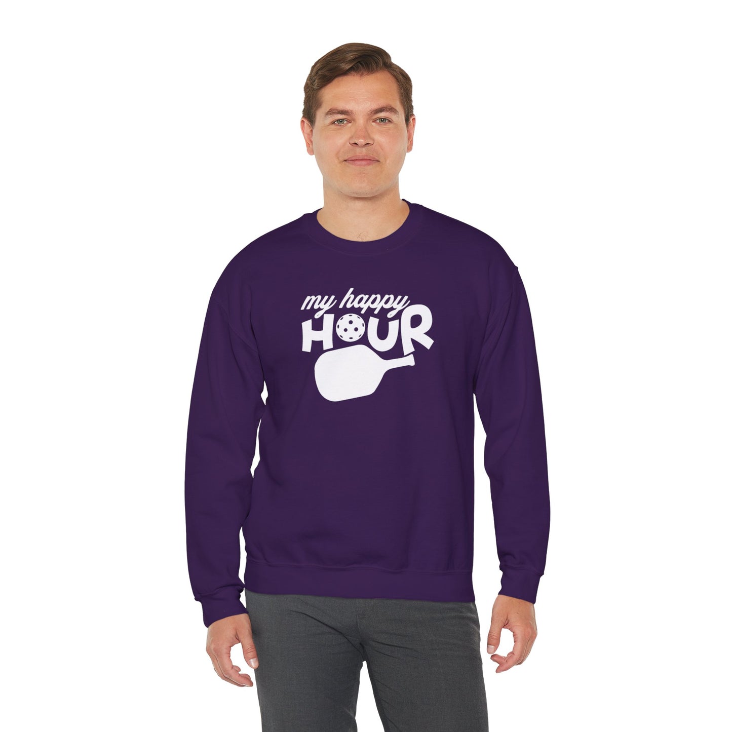 Men's Soft Pickleball Sweatshirt - My Happy Hour