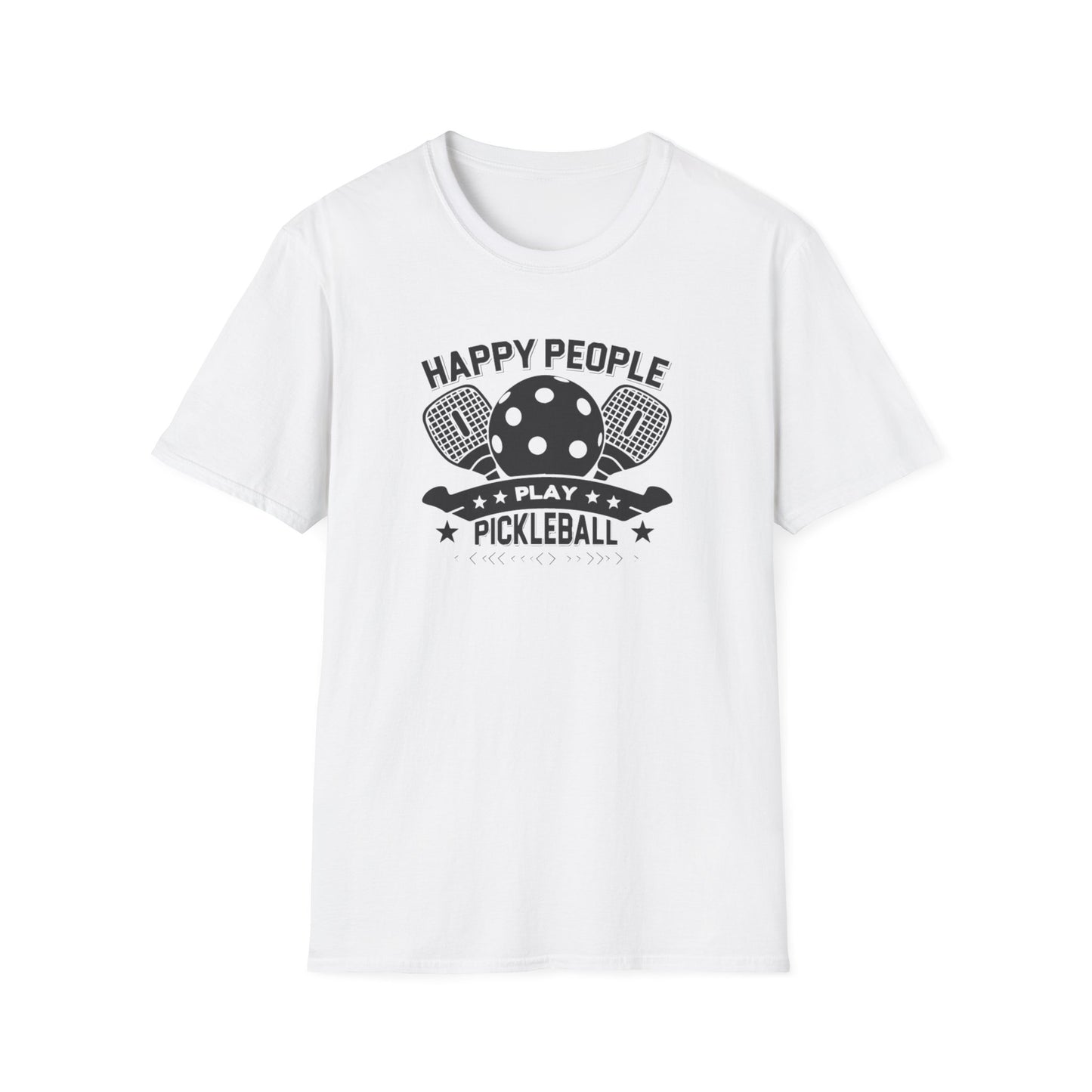 Men's Quirky Pickleball T-shirt - Happy People Play Pickleball White