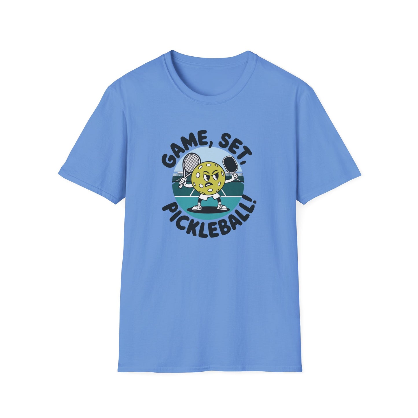 Men's Soft Pickleball T-shirt - Game, Set, Pickleball Blue