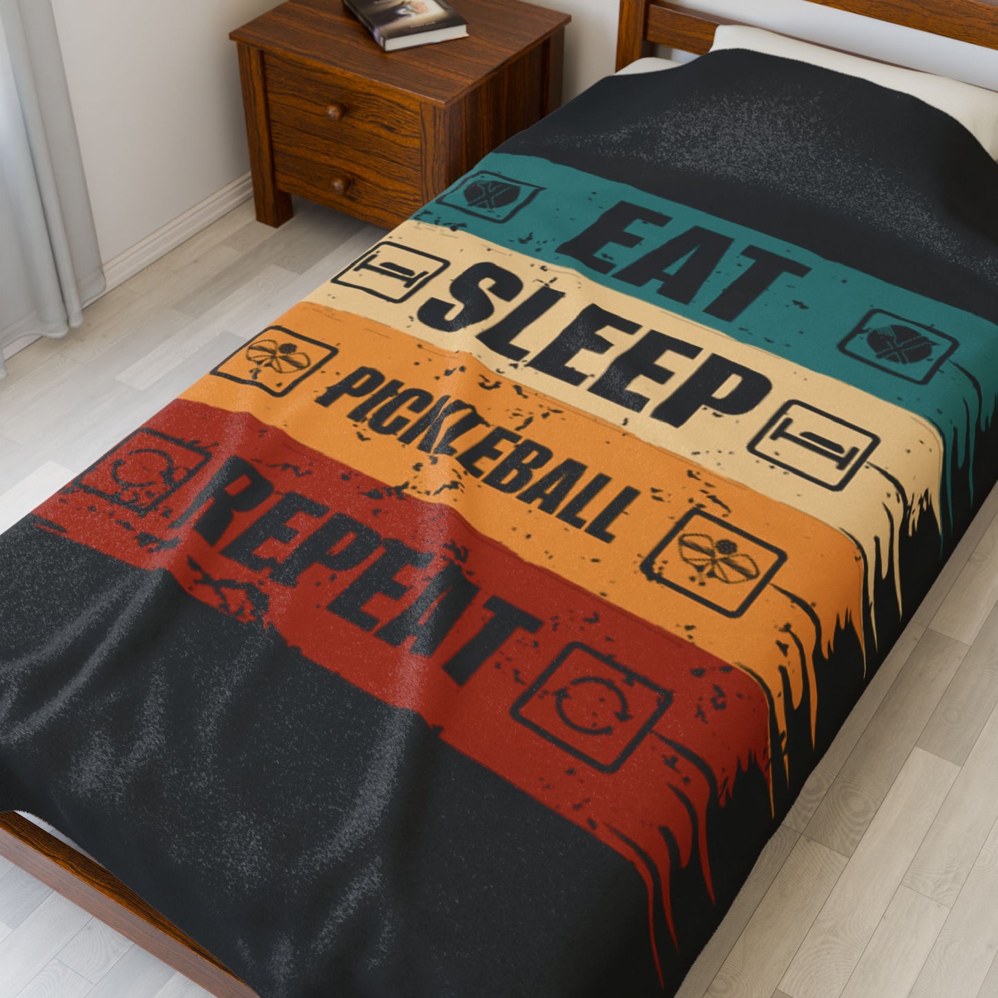 Pickleball Stylish Blanket - Eat Sleep Pickleball Repeat Retro