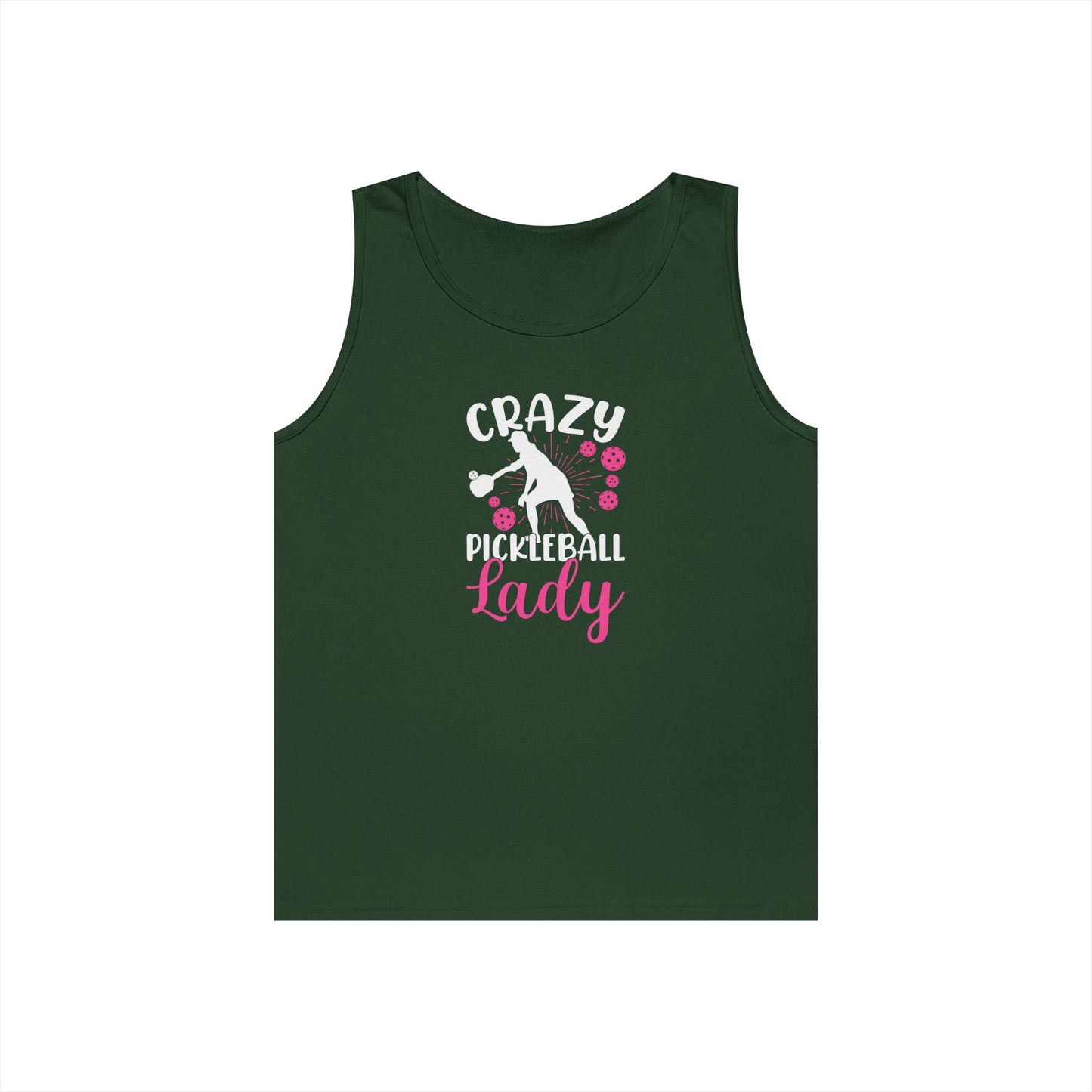 Women's Quirky Pickleball Tank Top - Crazy Pickleball Lady Green
