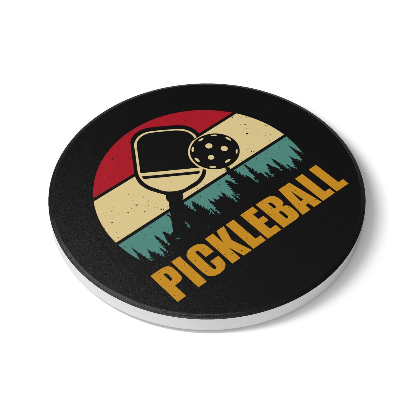 Pickleball Cool Ceramic Coaster - Pickleball Retro