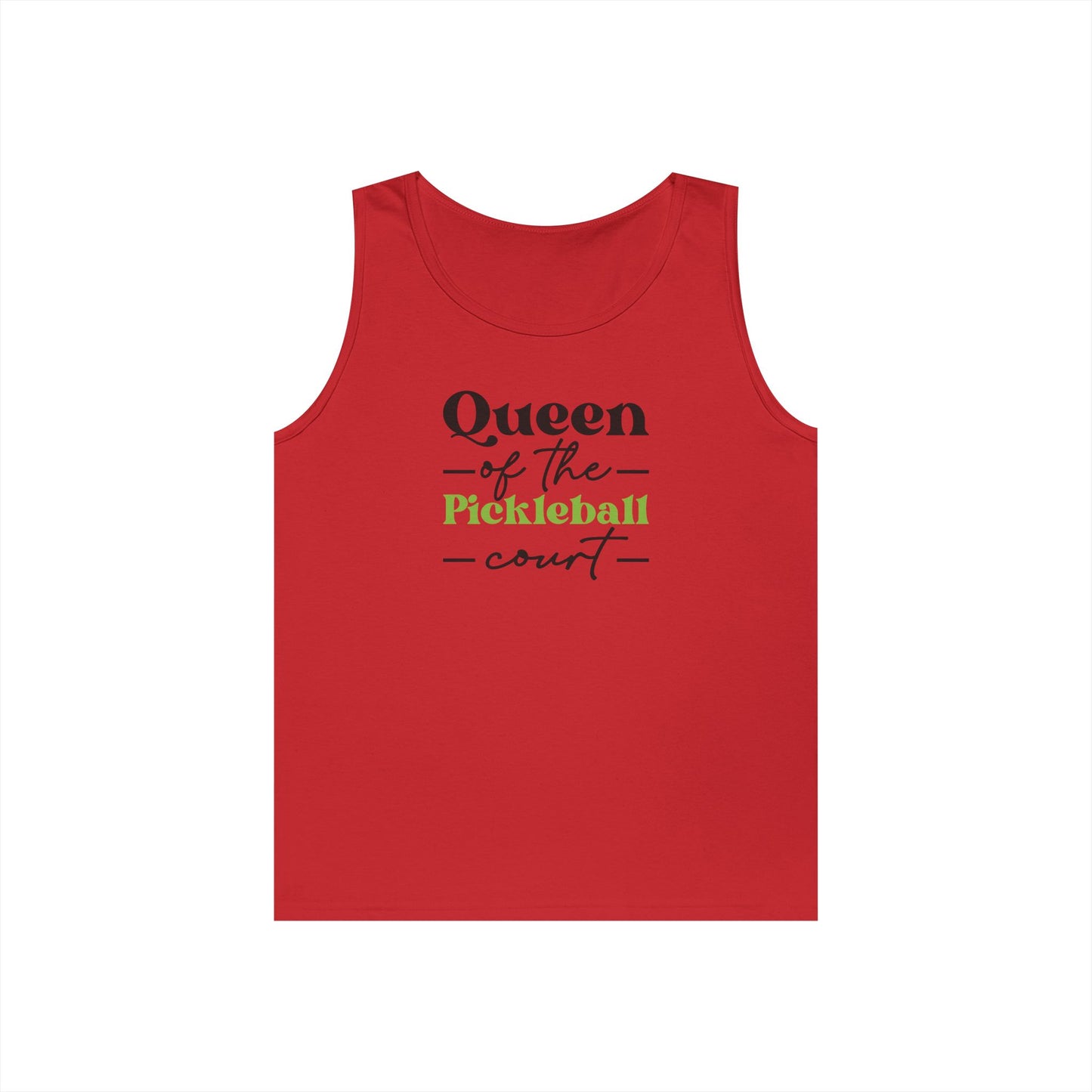 Women's Playful Pickleball Tank Top - Queen of the Pickleball Court Red