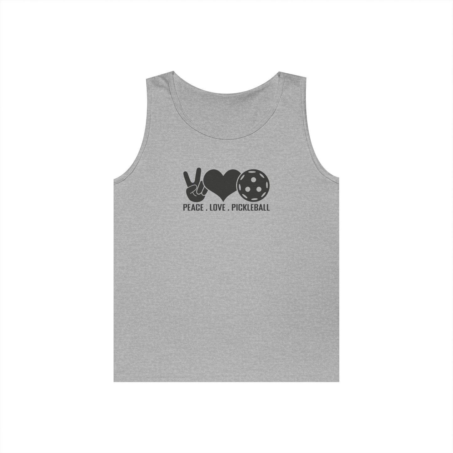 Men's Sporty Pickleball Tank Top - Peace, Love, Pickleball Gray