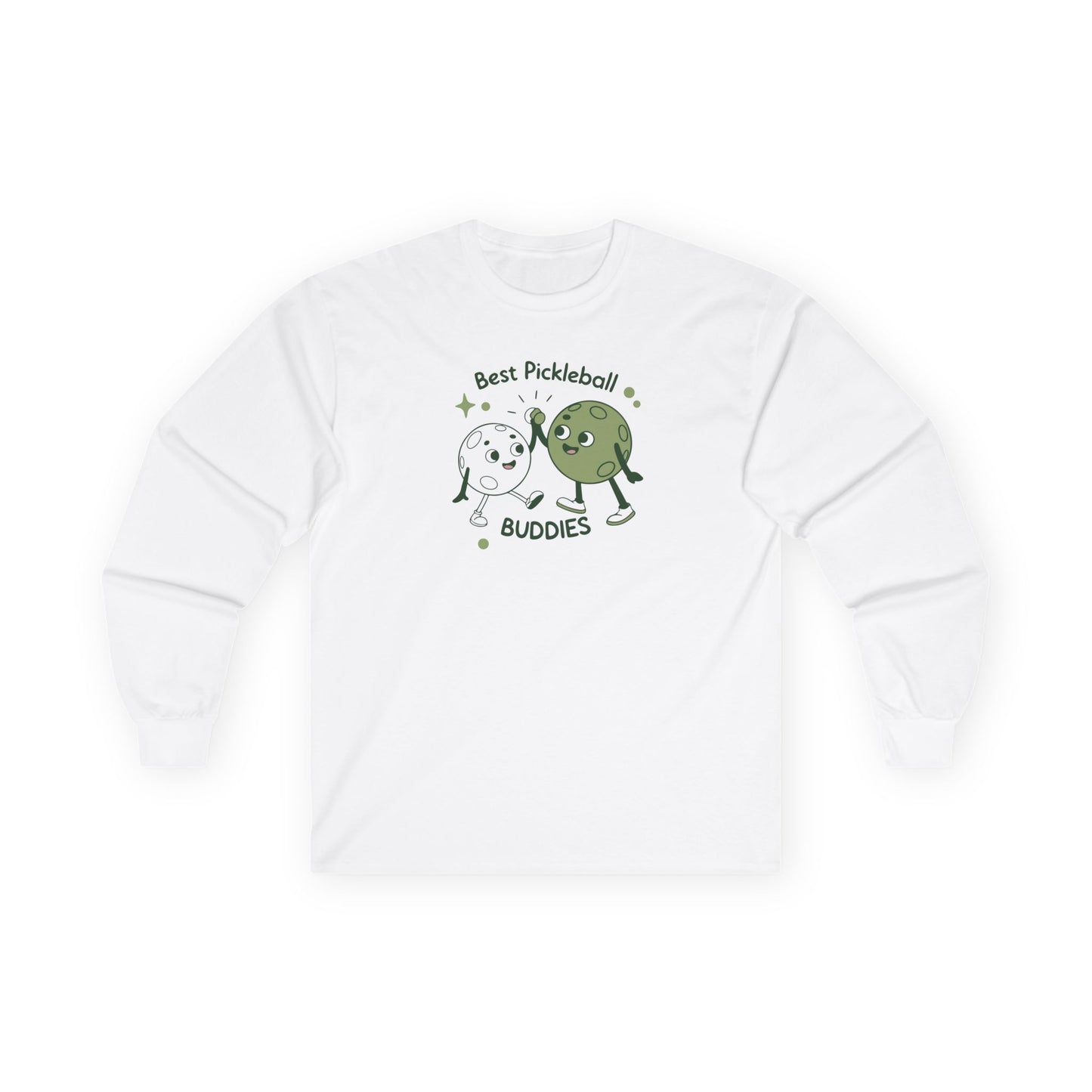 Men's Cute Pickleball Long Sleeves top - Best Pickleball Buddies White